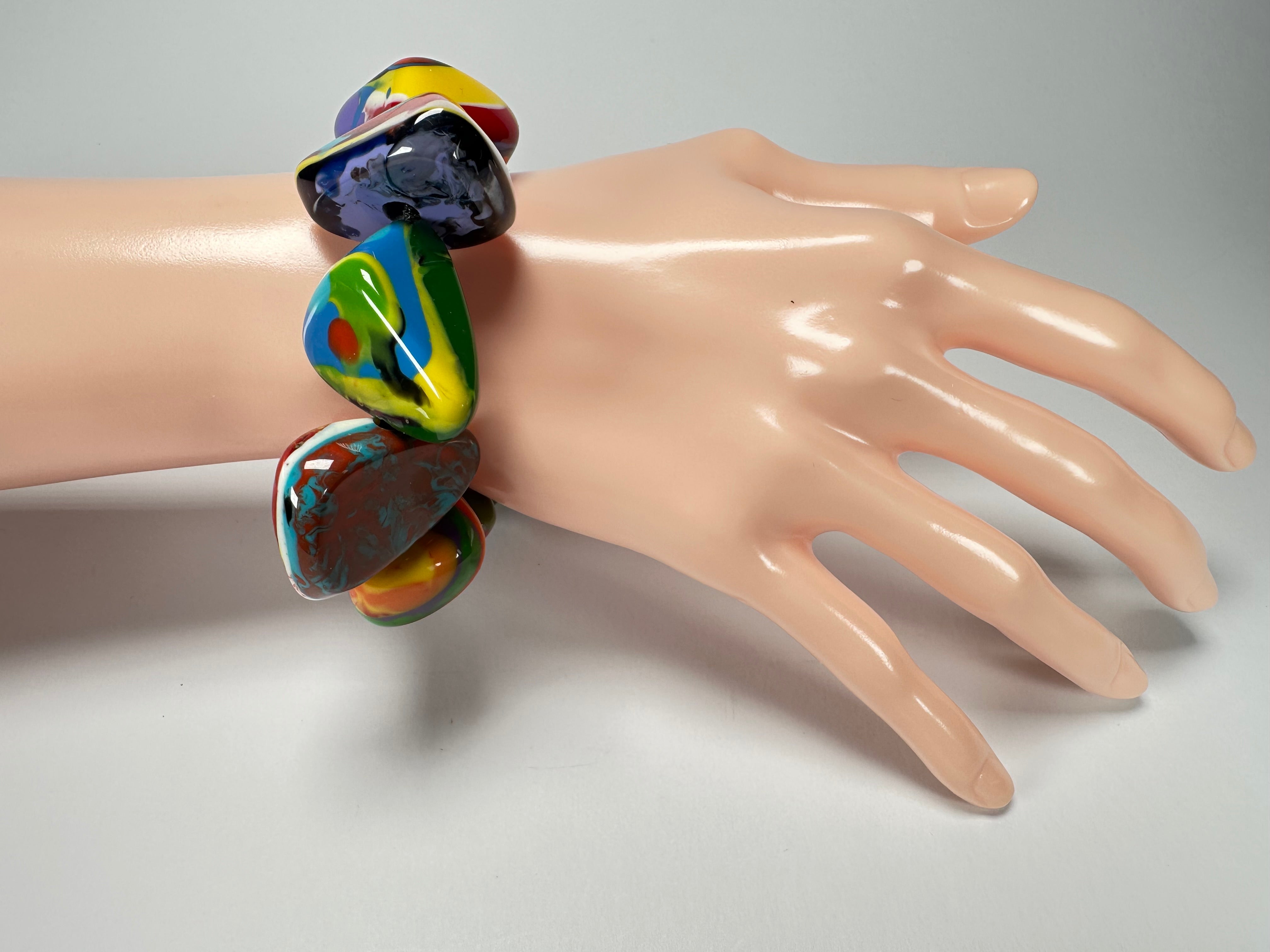 Sobral - Multi-Colour "Fuga" Diamante Elasticated Resin Bracelet ( 003619 )