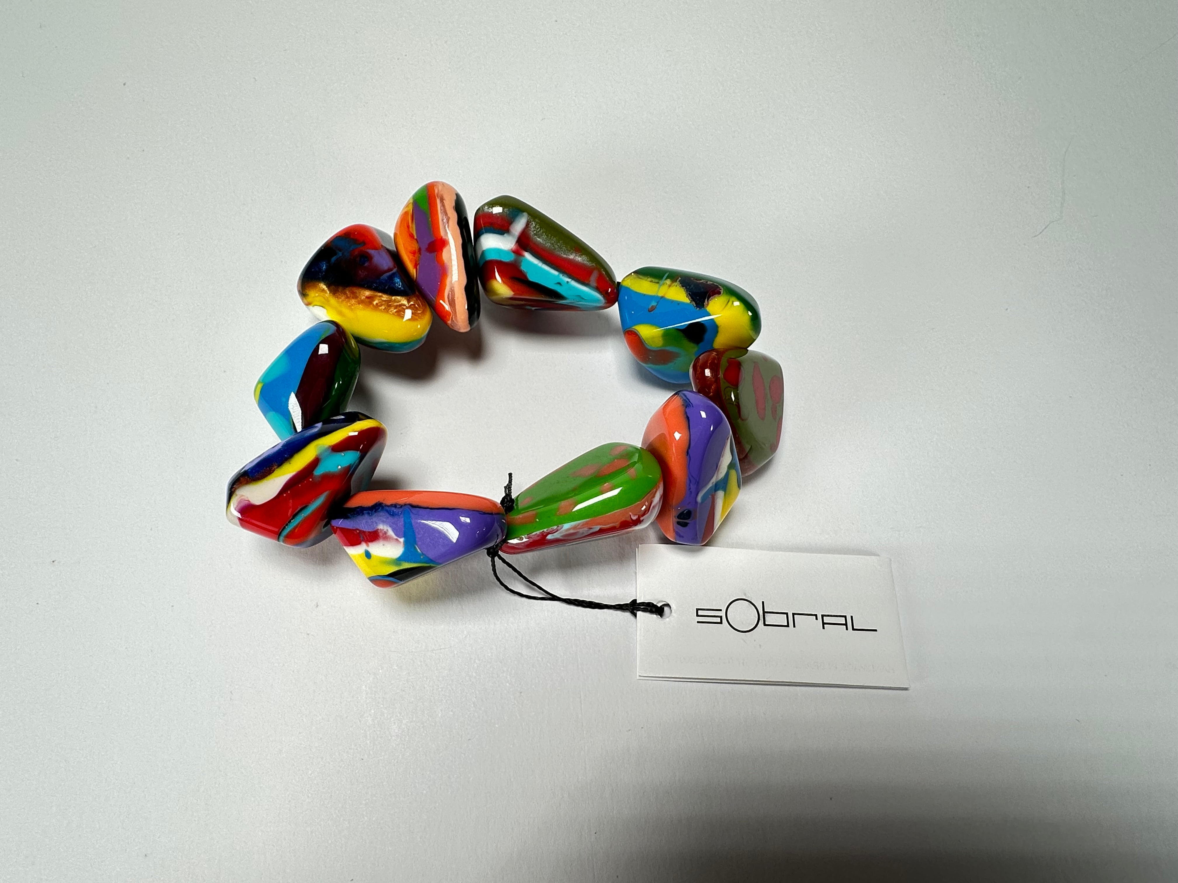 Sobral - Multi-Colour "Fuga" Diamante Elasticated Resin Bracelet ( 003619 )