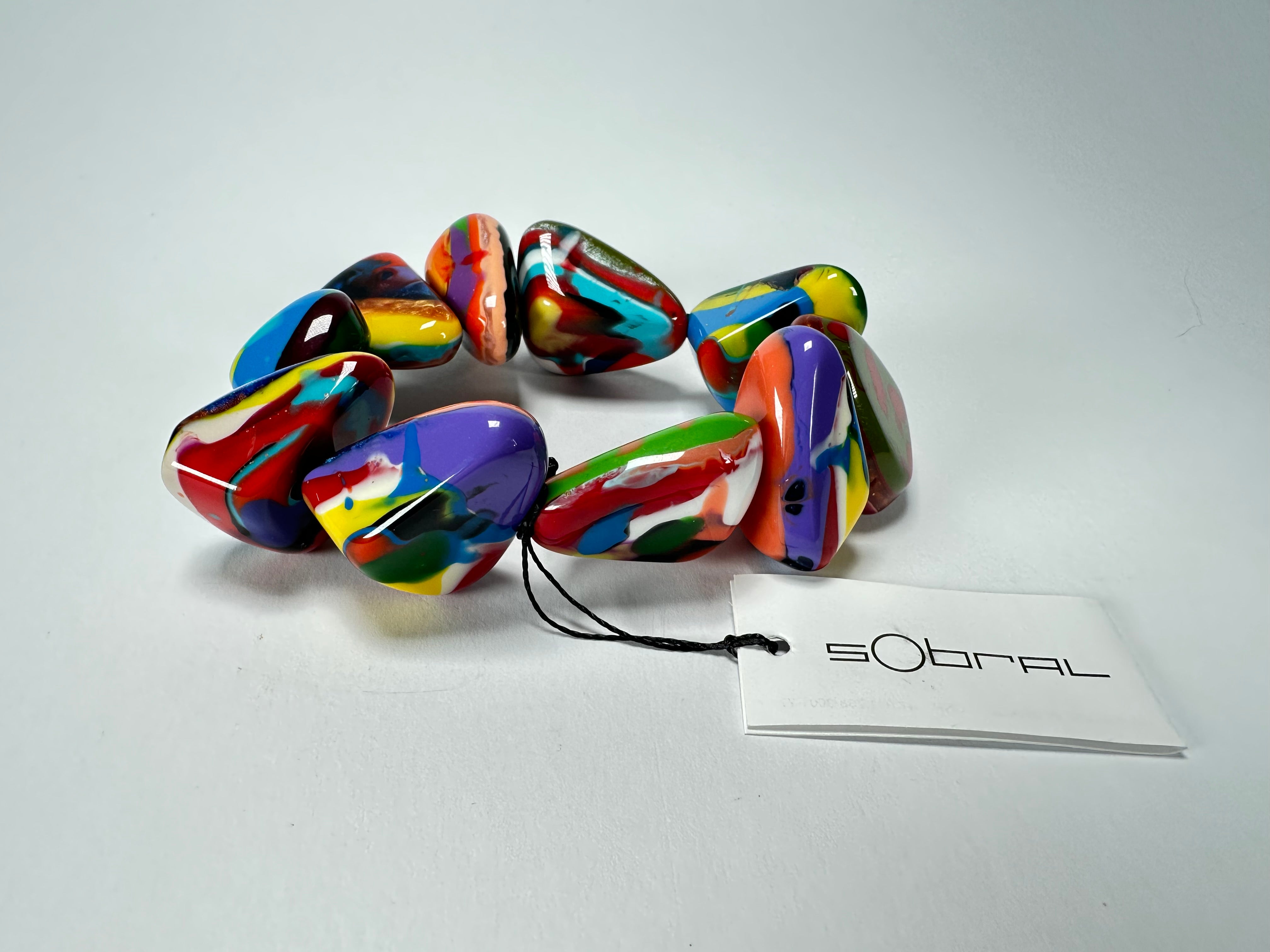 Sobral - Multi-Colour "Fuga" Diamante Elasticated Resin Bracelet ( 003619 )