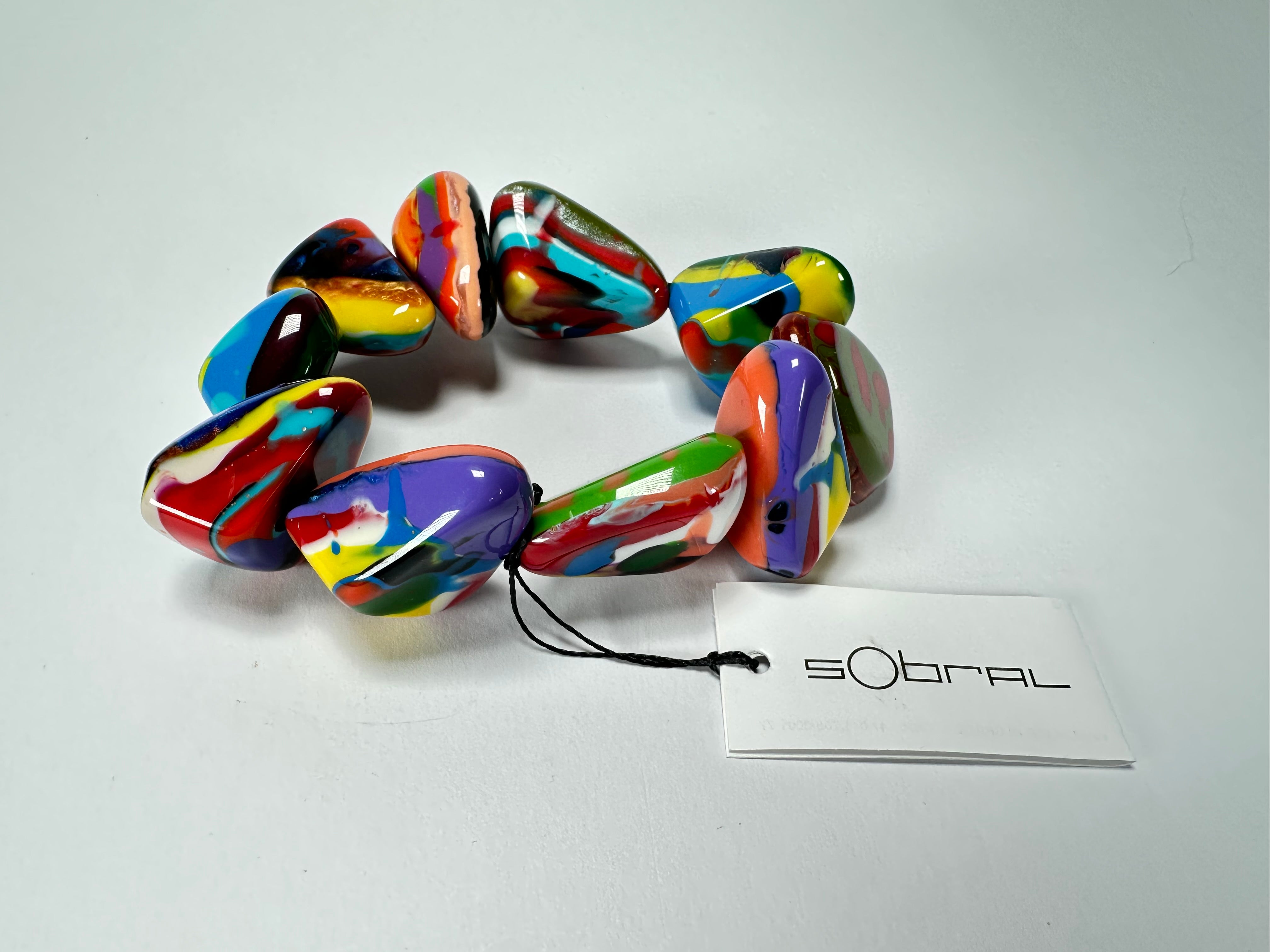 Sobral - Multi-Colour "Fuga" Diamante Elasticated Resin Bracelet ( 003619 )