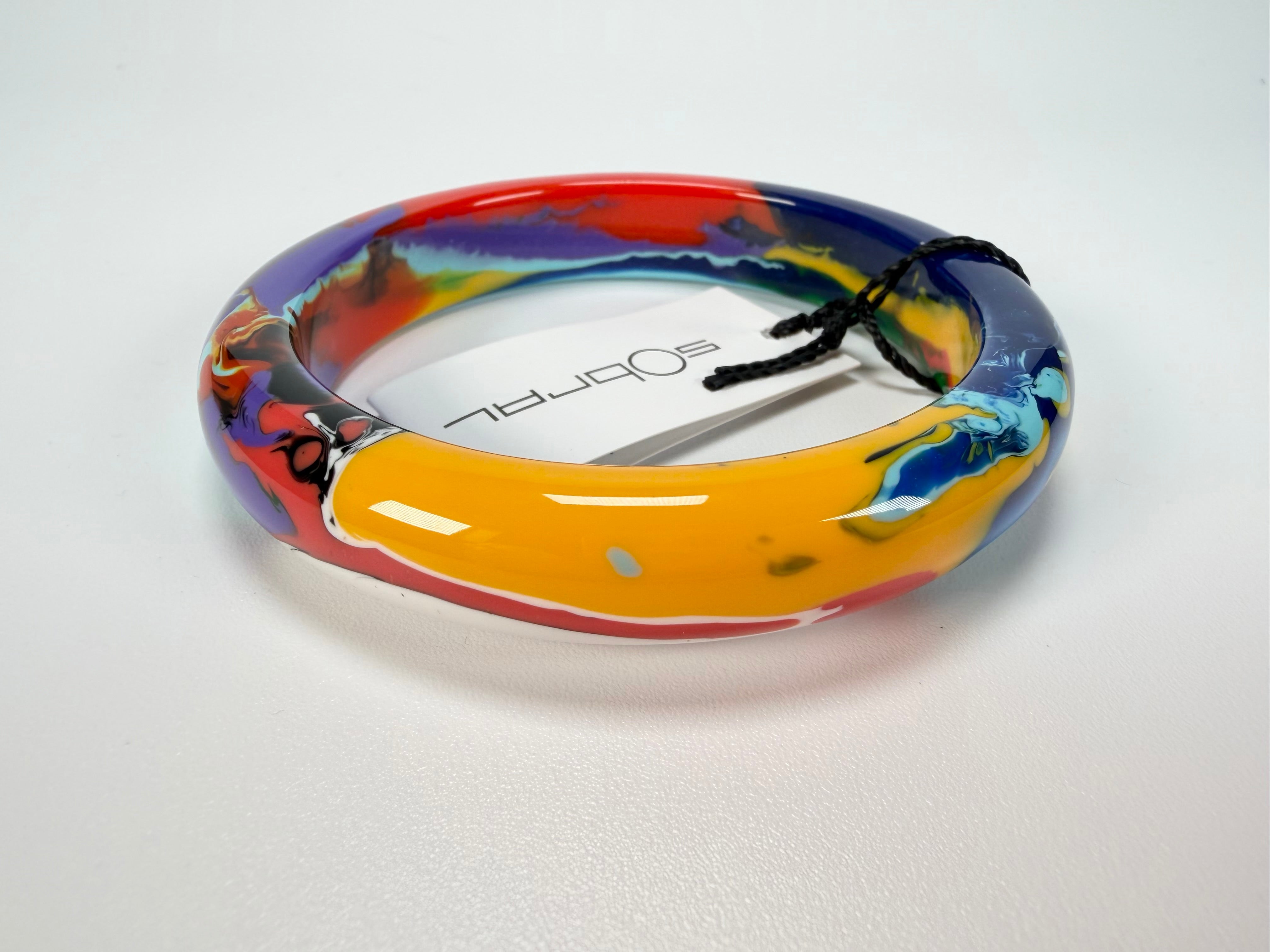 Sobral - Multi-Colour "PB14 Pollock" Resin Solid Bangle ( 001151 )