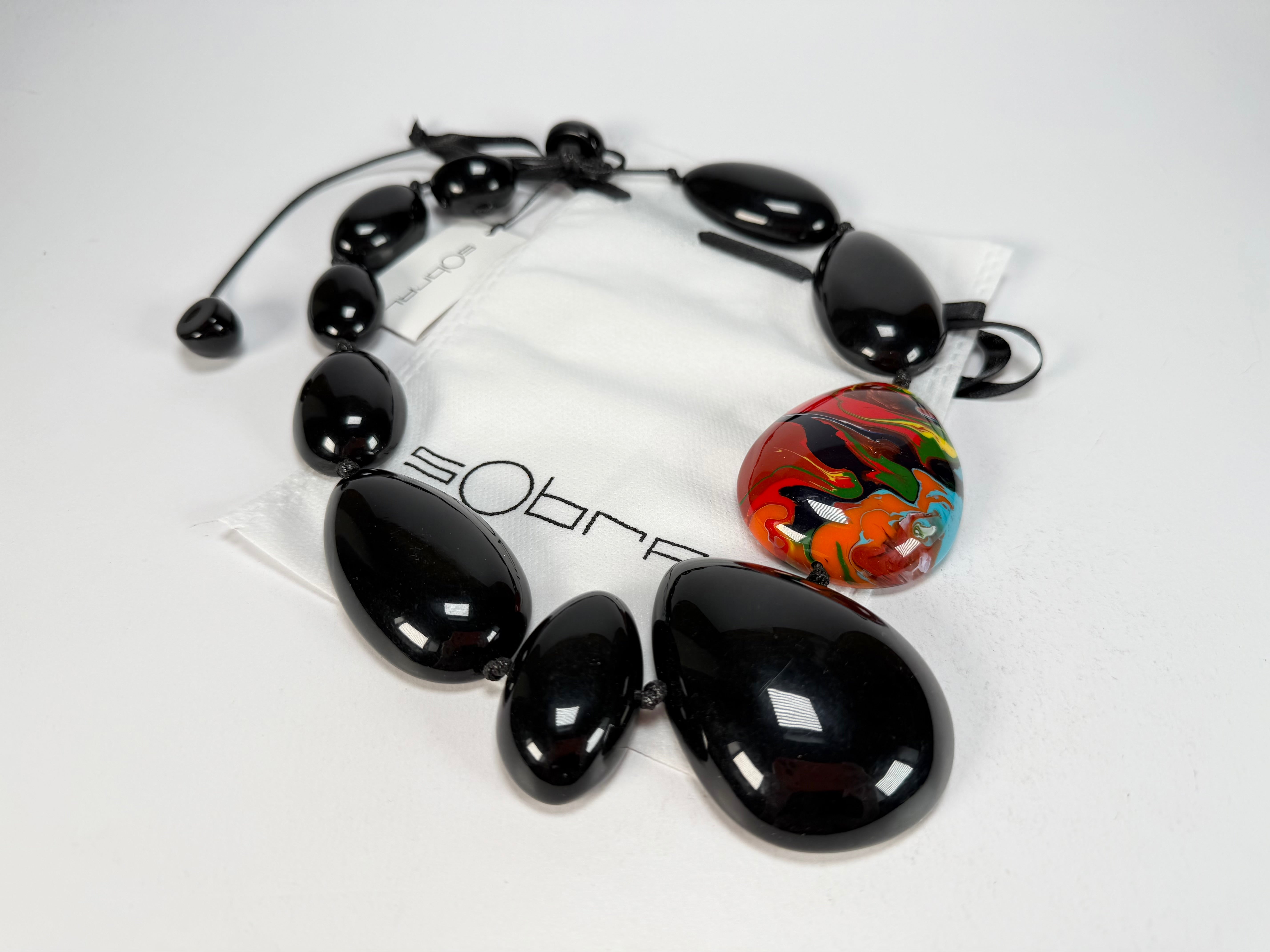 Sobral - Multi-Colour "Elen" Black & Pollock Resin Necklace ( 005411 )
