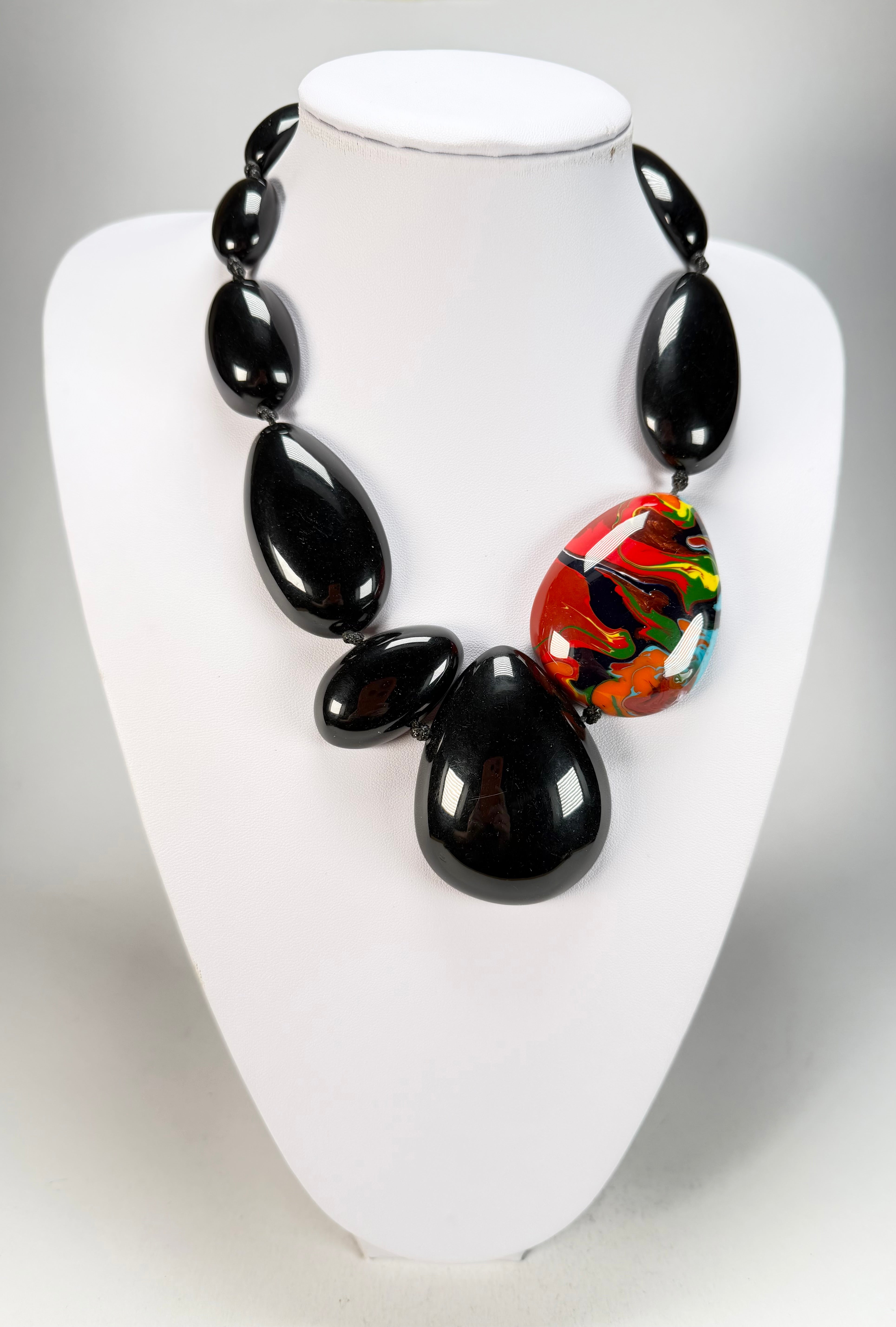 Sobral - Multi-Colour "Elen" Black & Pollock Resin Necklace ( 005411 )