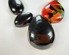 Sobral - Multi-Colour "Elen" Black & Pollock Resin Necklace ( 005411 )