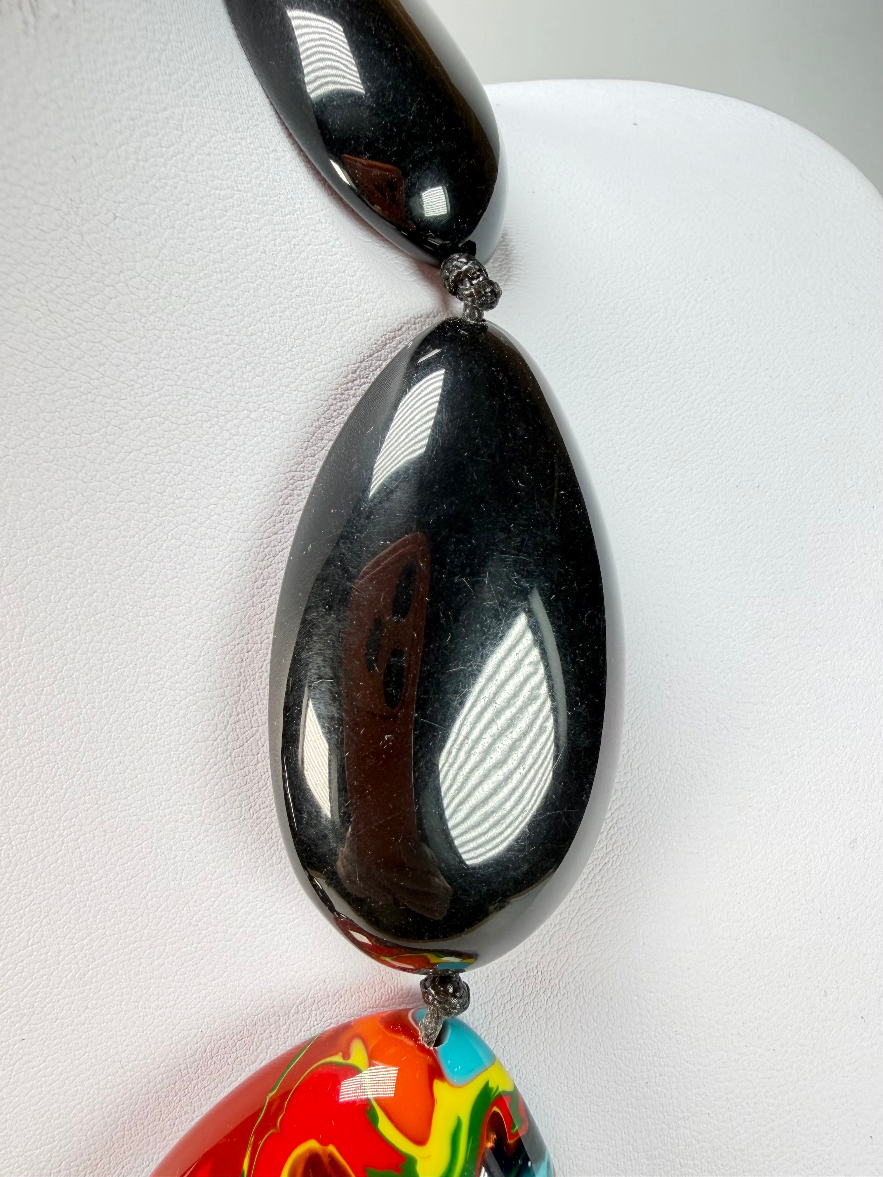 Sobral - Multi-Colour "Elen" Black & Pollock Resin Necklace ( 005411 )