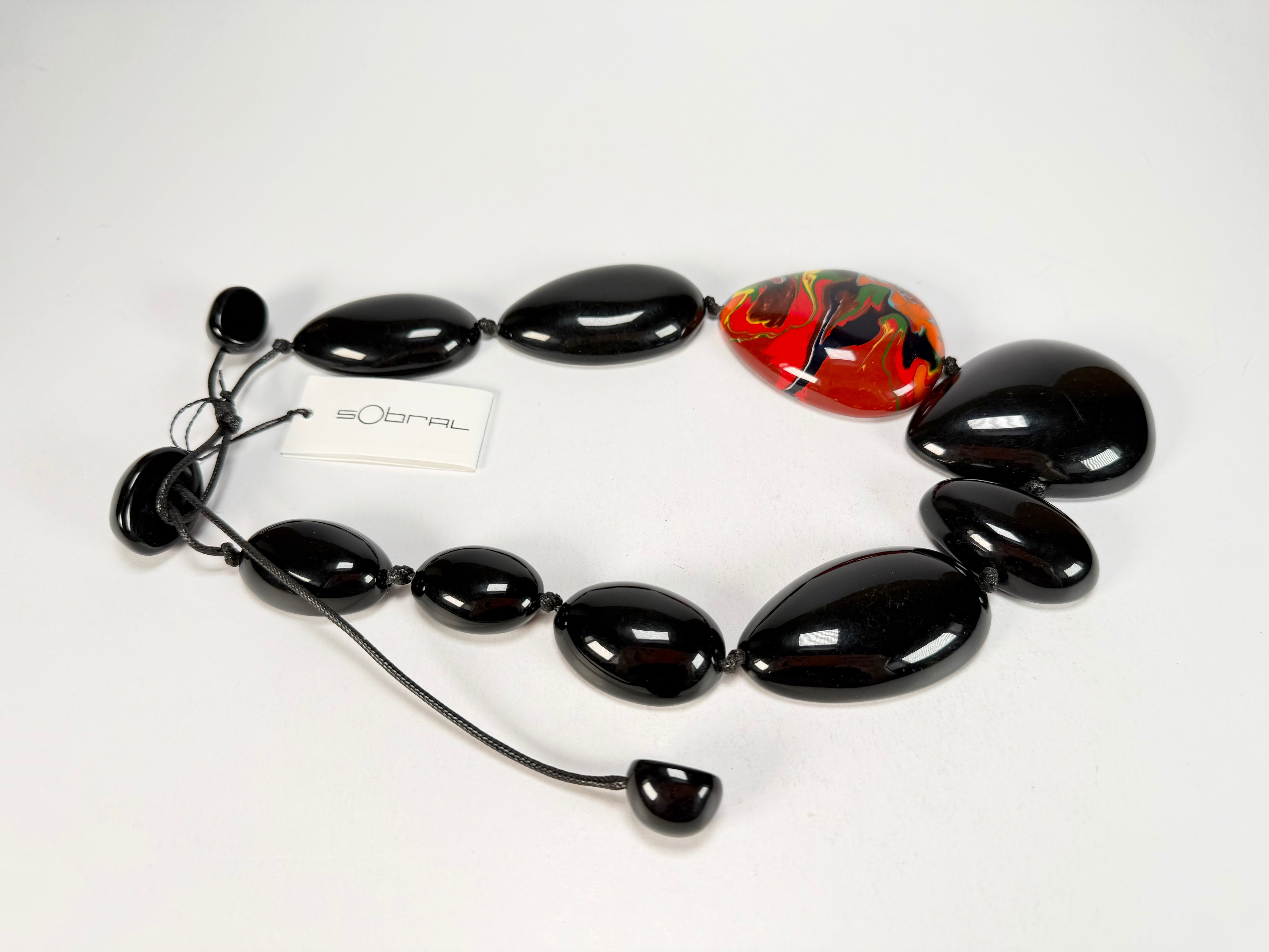 Sobral - Multi-Colour "Elen" Black & Pollock Resin Necklace ( 005411 )