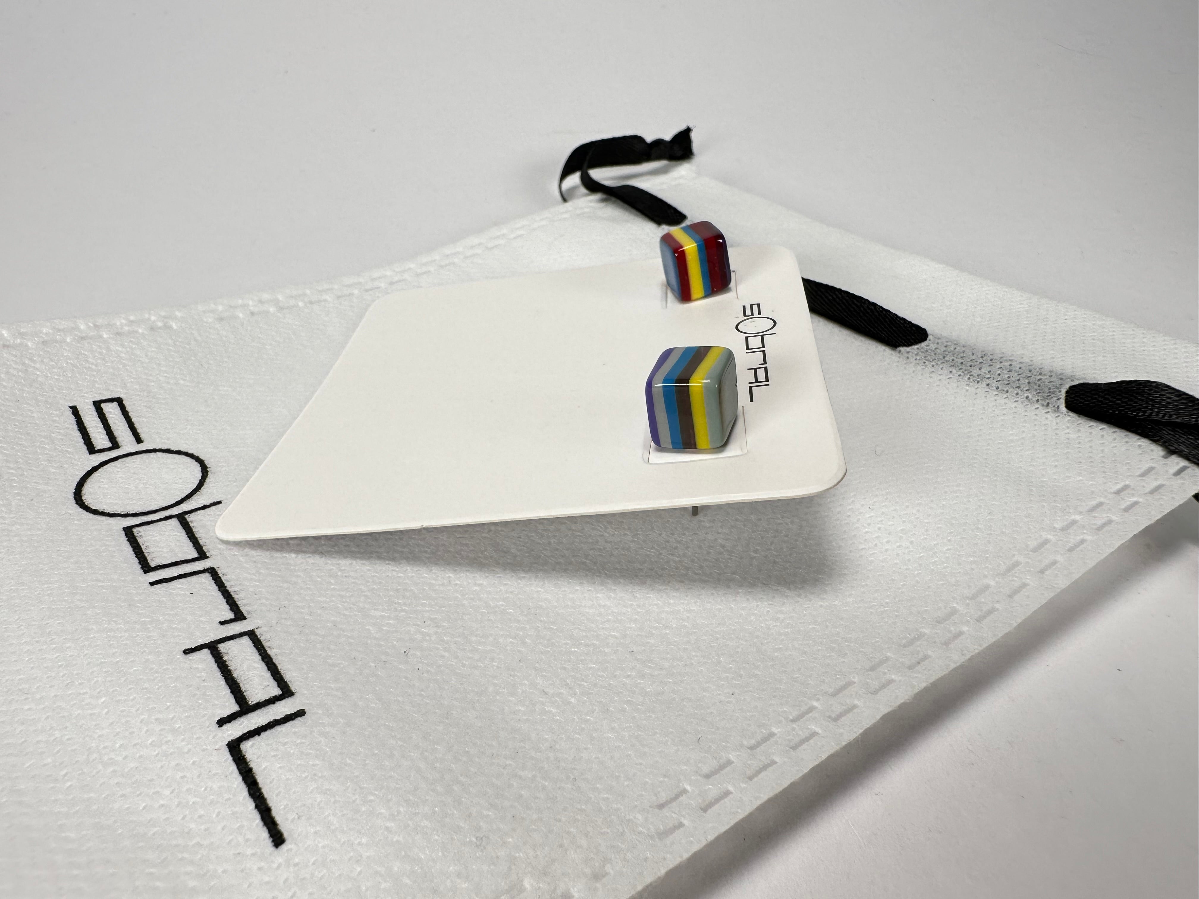 Sobral - Pop Art "Cubinho" Resin Earrings ( 000096 )