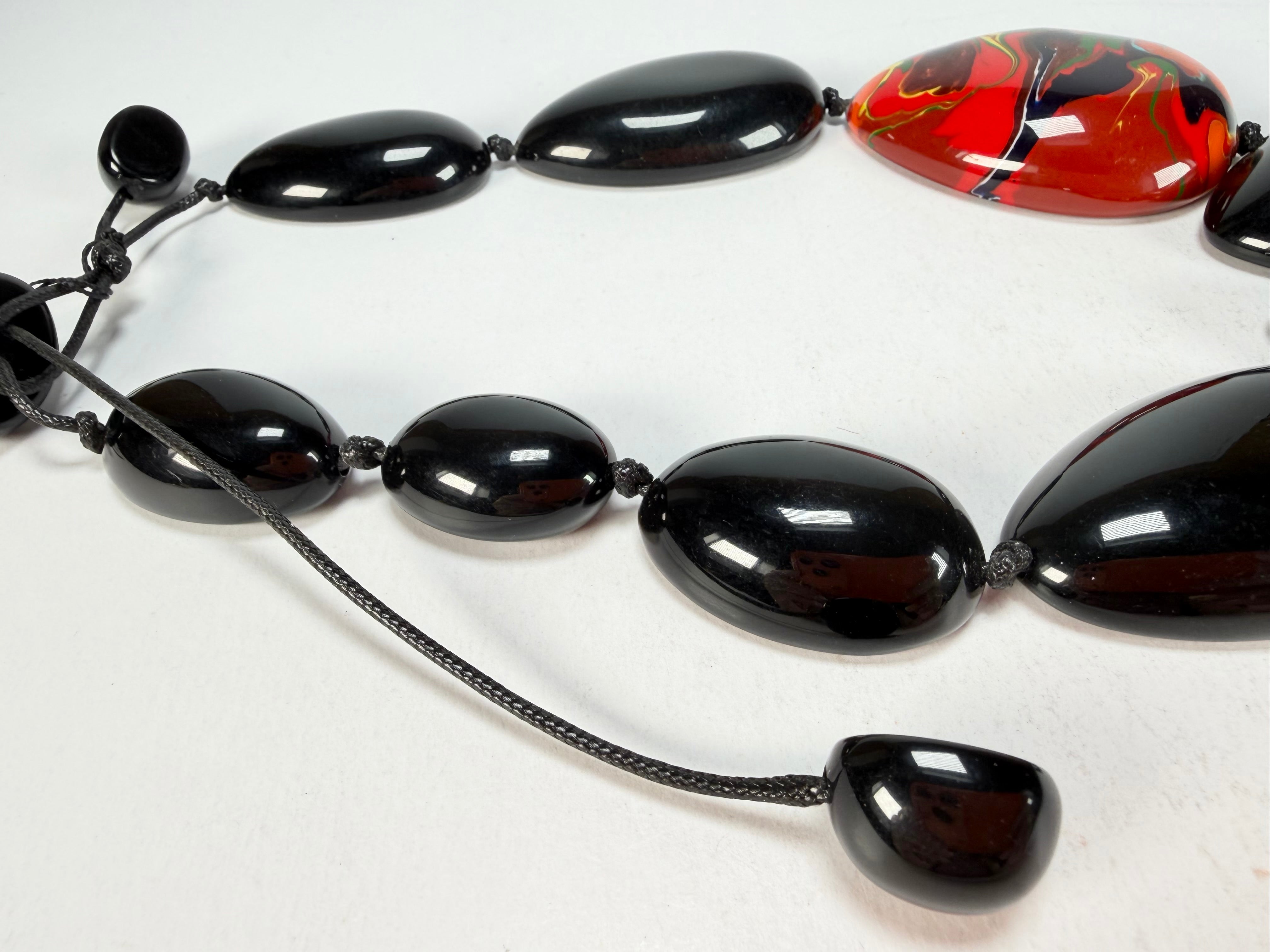 Sobral - Multi-Colour "Elen" Black & Pollock Resin Necklace ( 005411 )