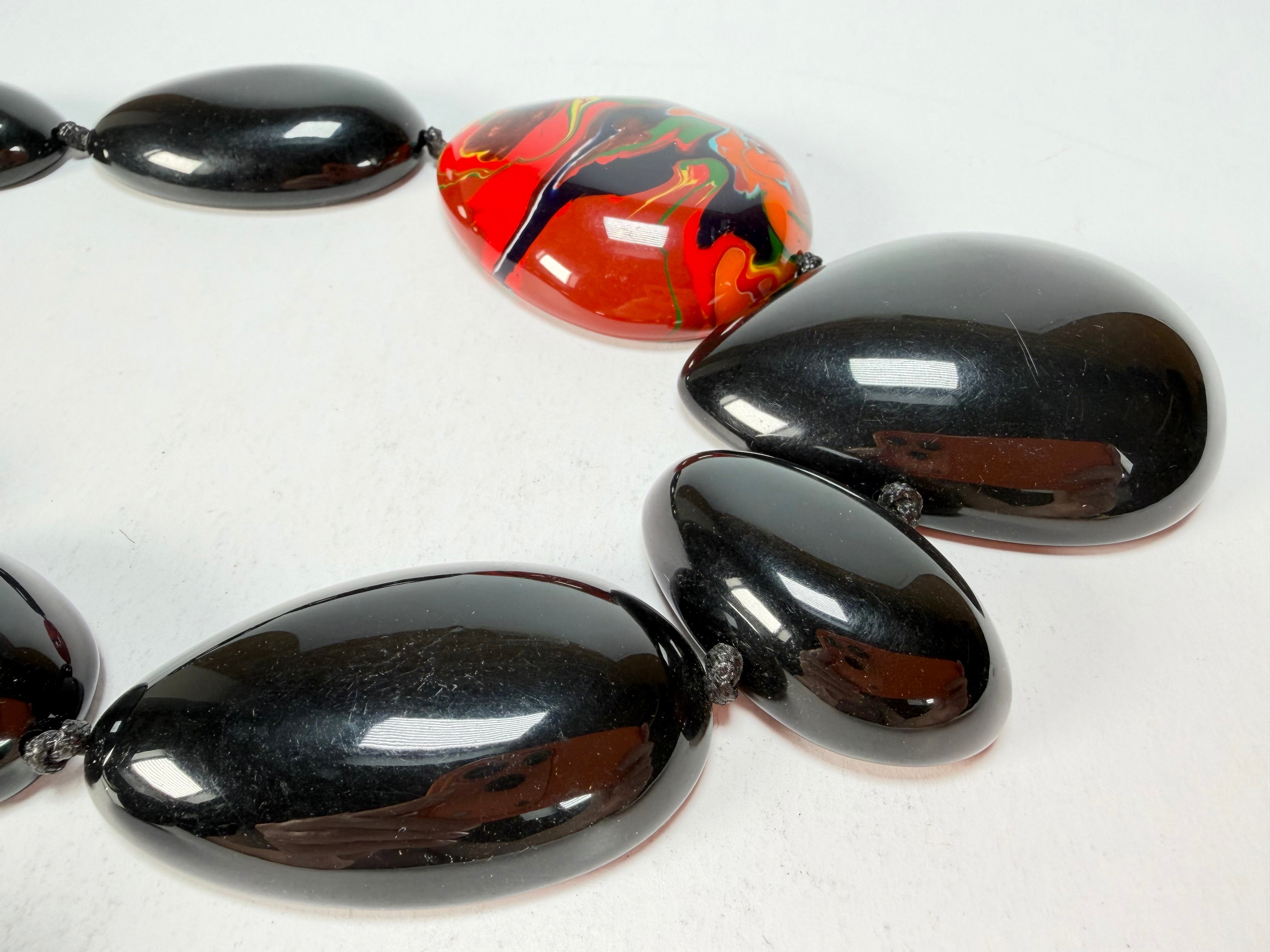 Sobral - Multi-Colour "Elen" Black & Pollock Resin Necklace ( 005411 )