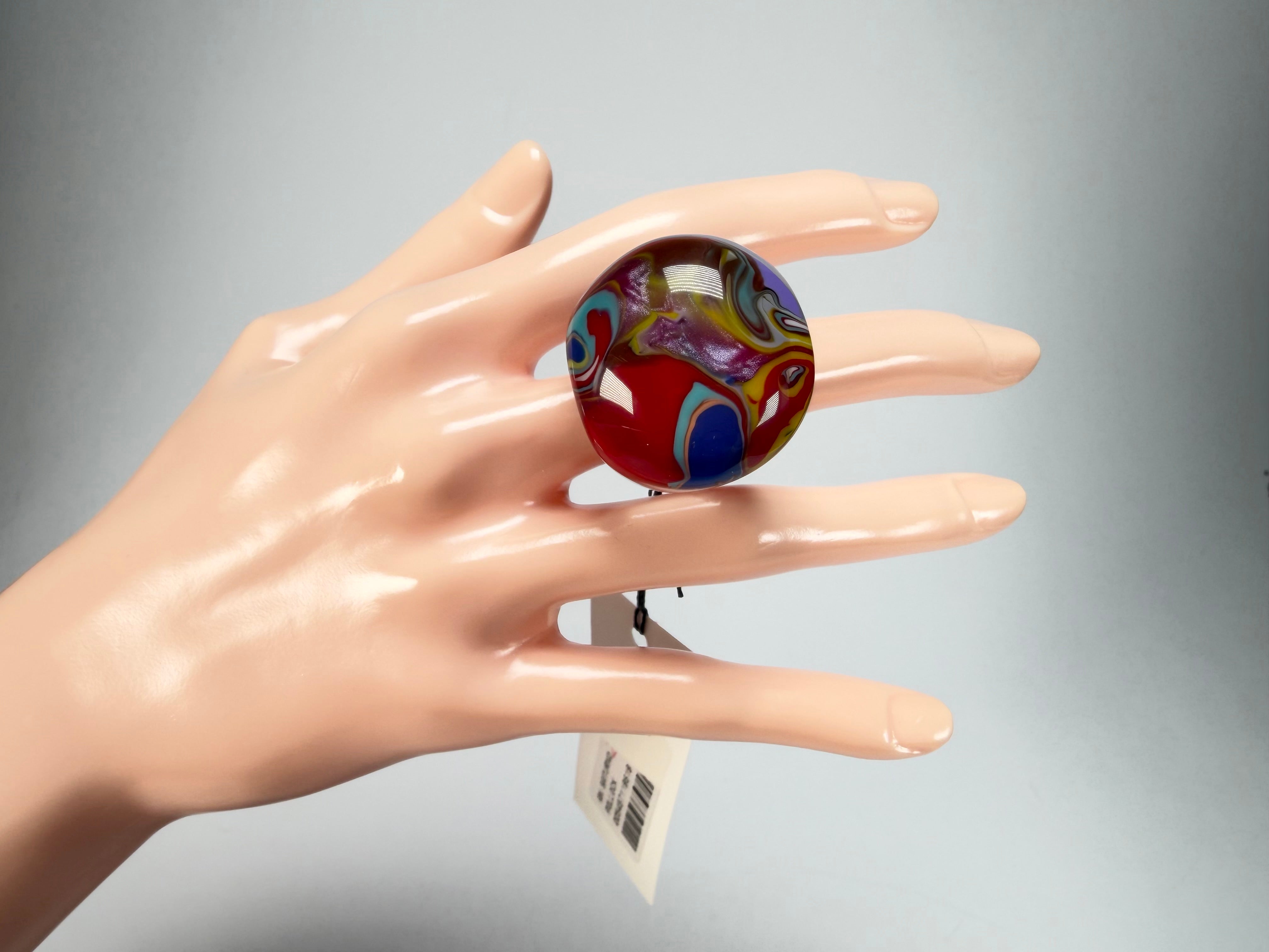 Sobral - Planets "Saturno" Pollock Resin Ring ( 005457 ) - Size UK Q / US 8