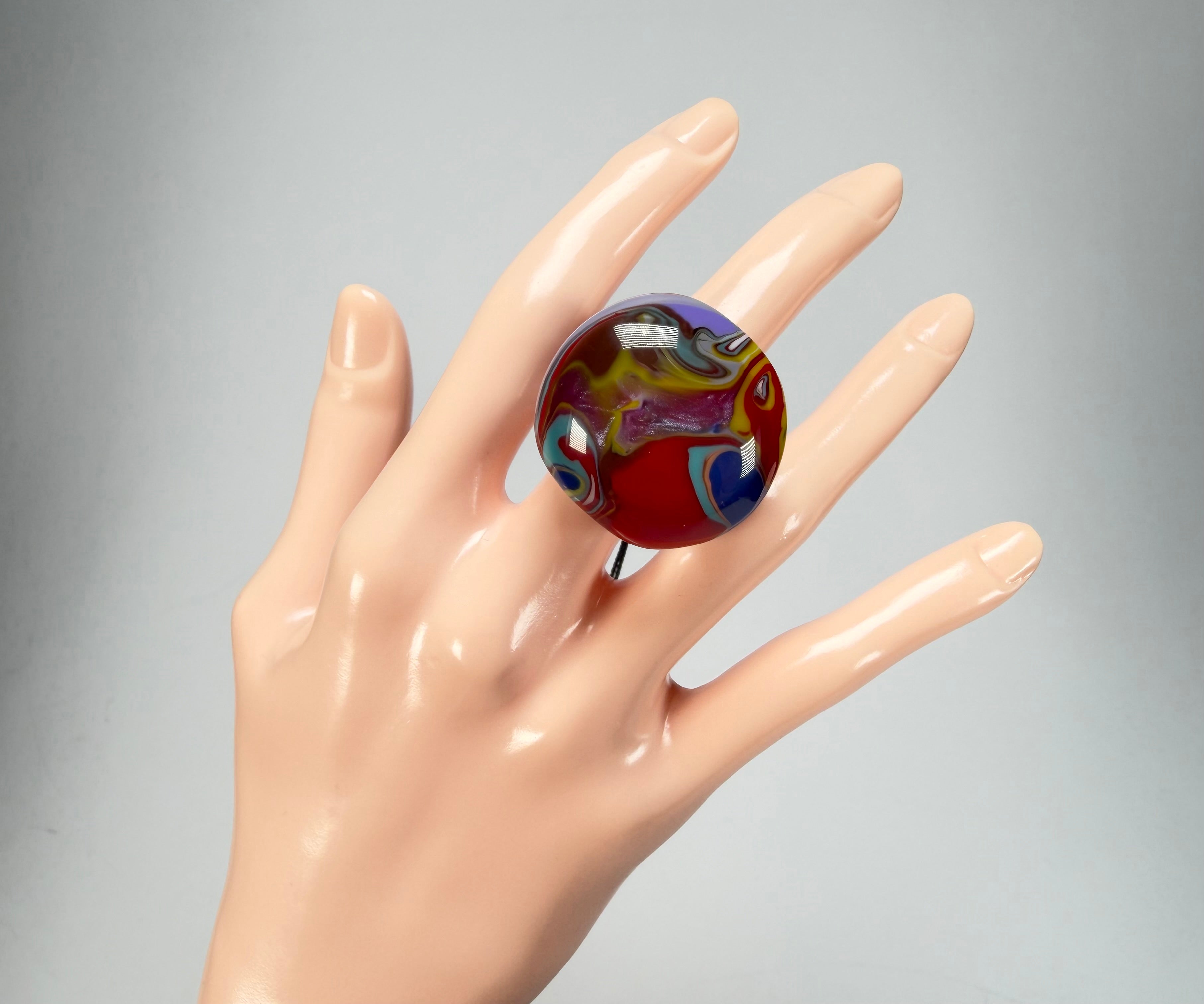 Sobral - Planets "Saturno" Pollock Resin Ring ( 005457 ) - Size UK Q / US 8