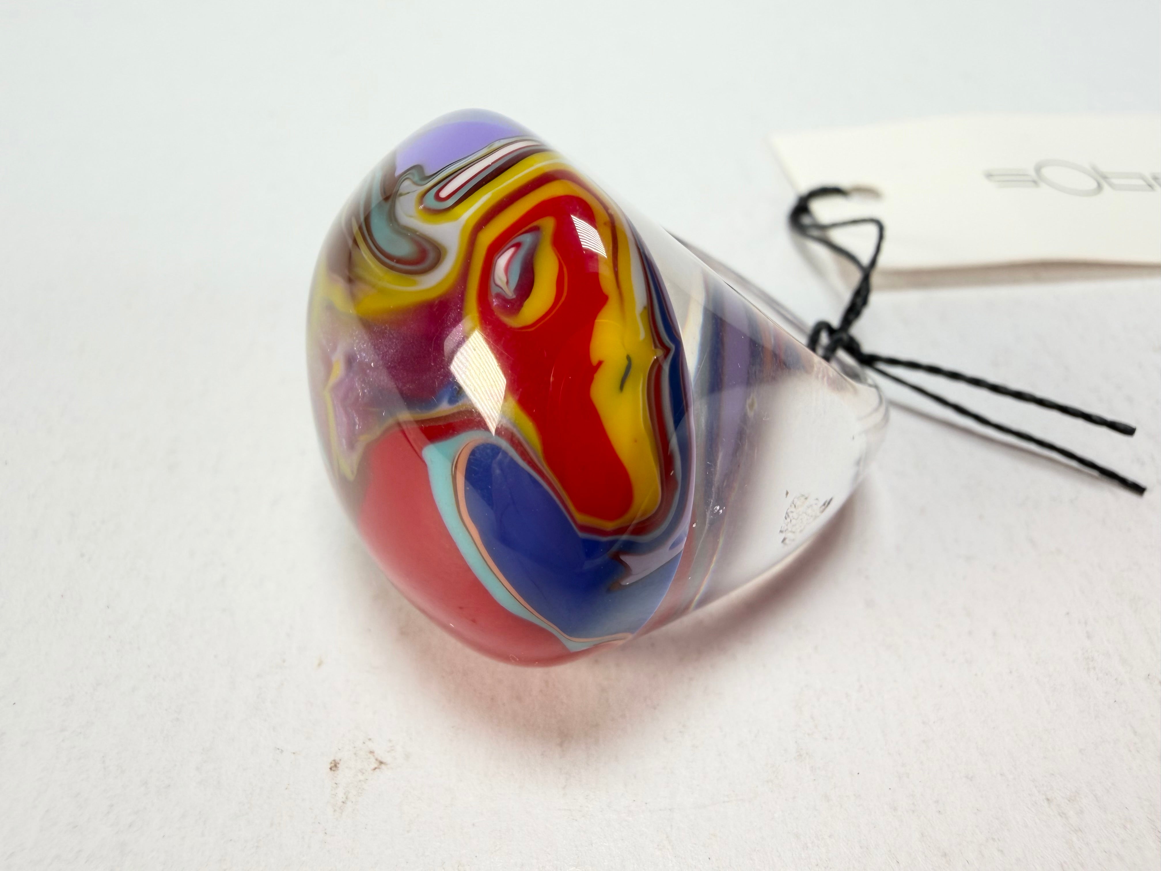 Sobral - Planets "Saturno" Pollock Resin Ring ( 005457 ) - Size UK Q / US 8