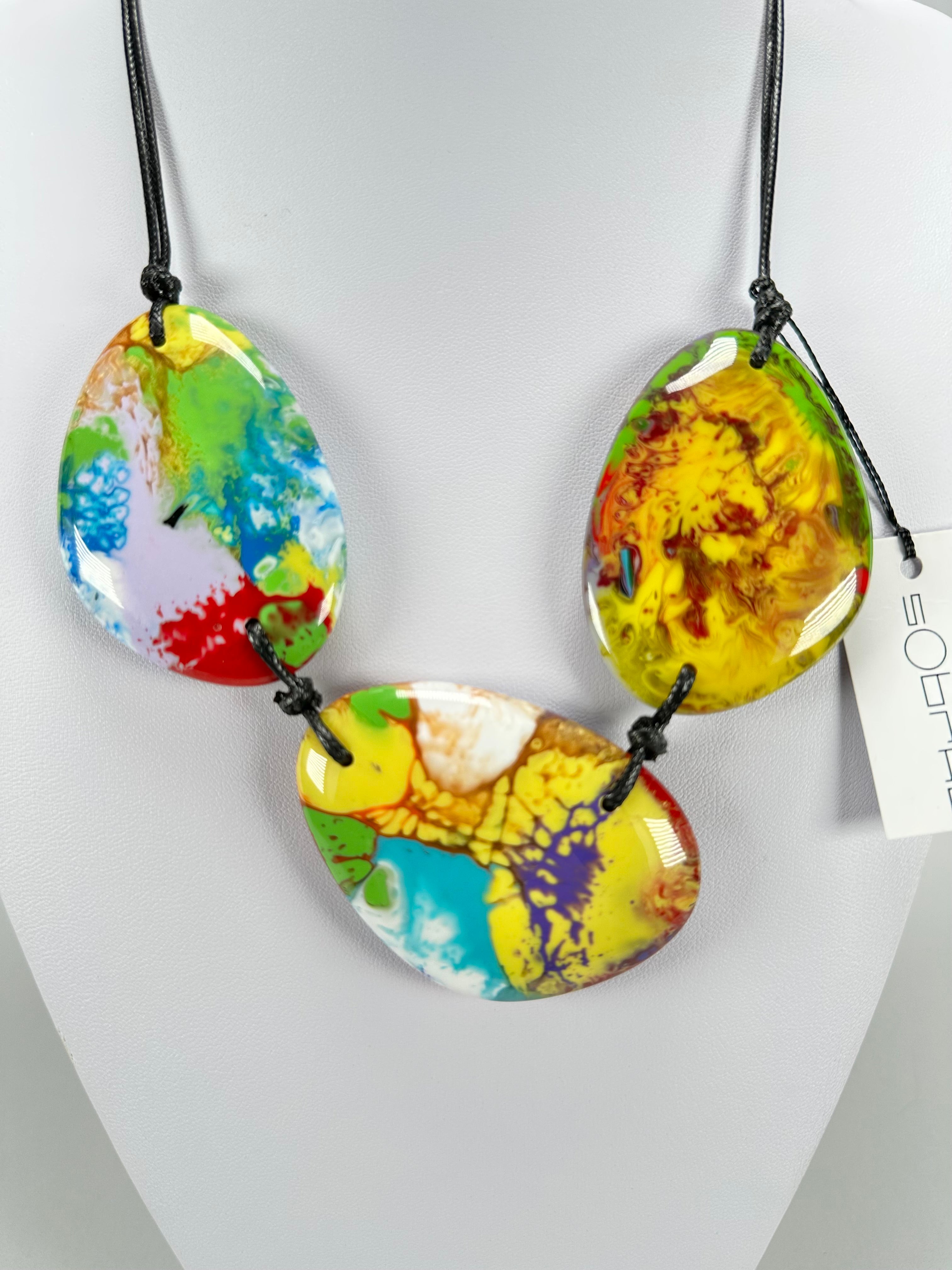 Sobral - Multi-Colour "Ebony Efeitos" K.Polido Resin Necklace ( 004334 )