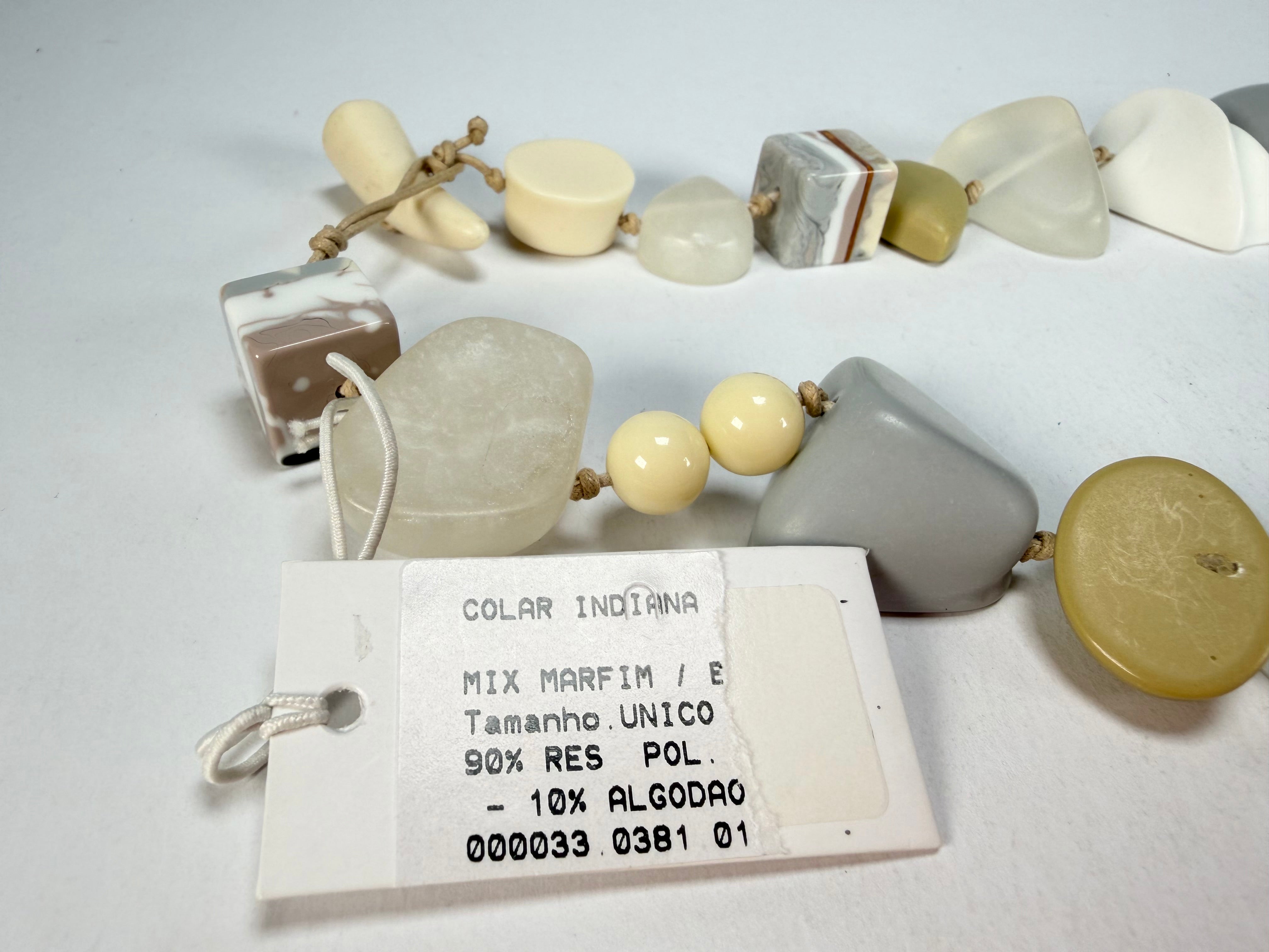 Sobral - Indiana "Marfim" Cream Mix 70cm Resin Necklace ( 000033 )