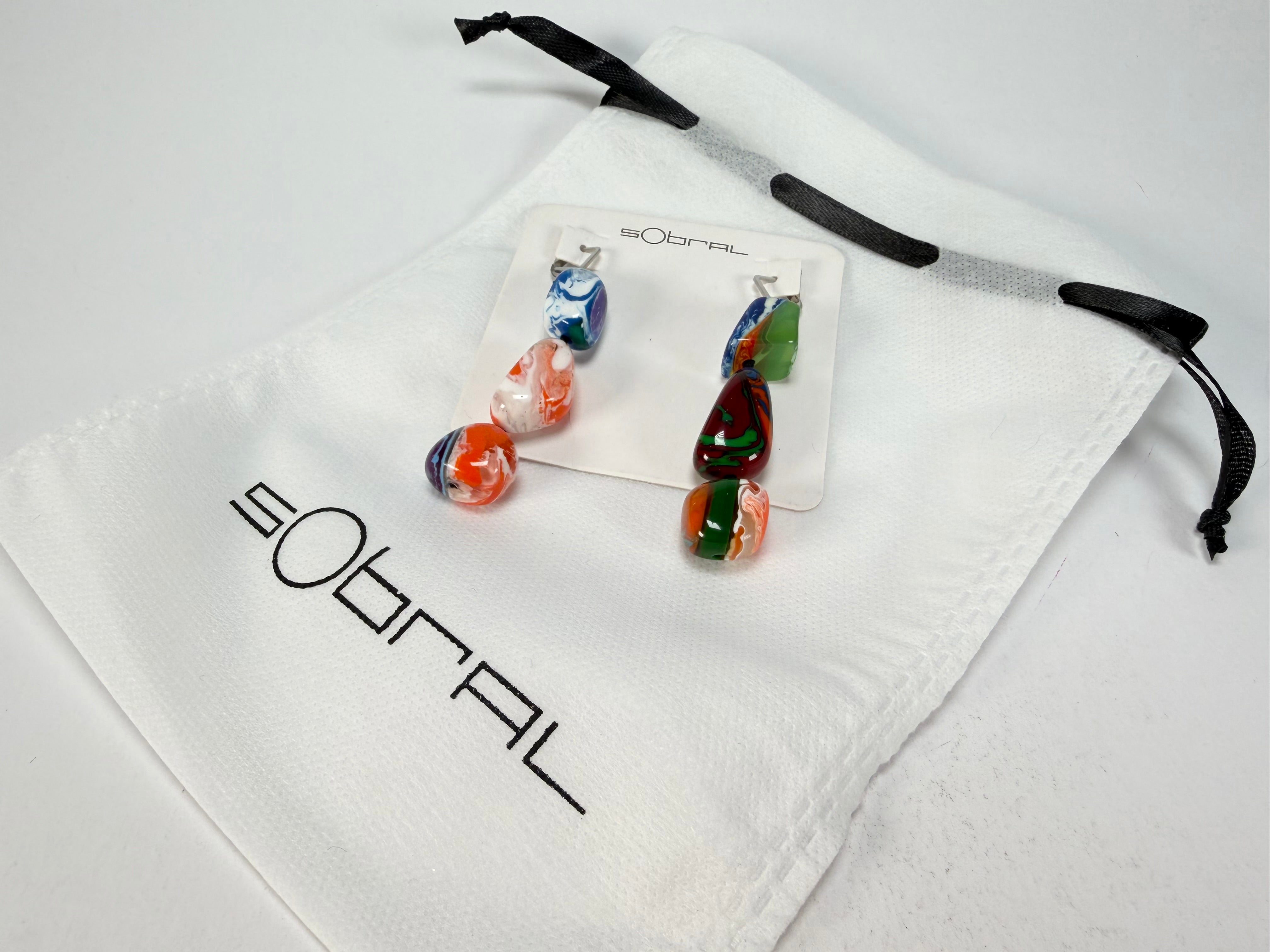 Sobral - Multi-Colour "Triple Stack" Studio Creation Pollock Resin Earrings ( 000000 )
