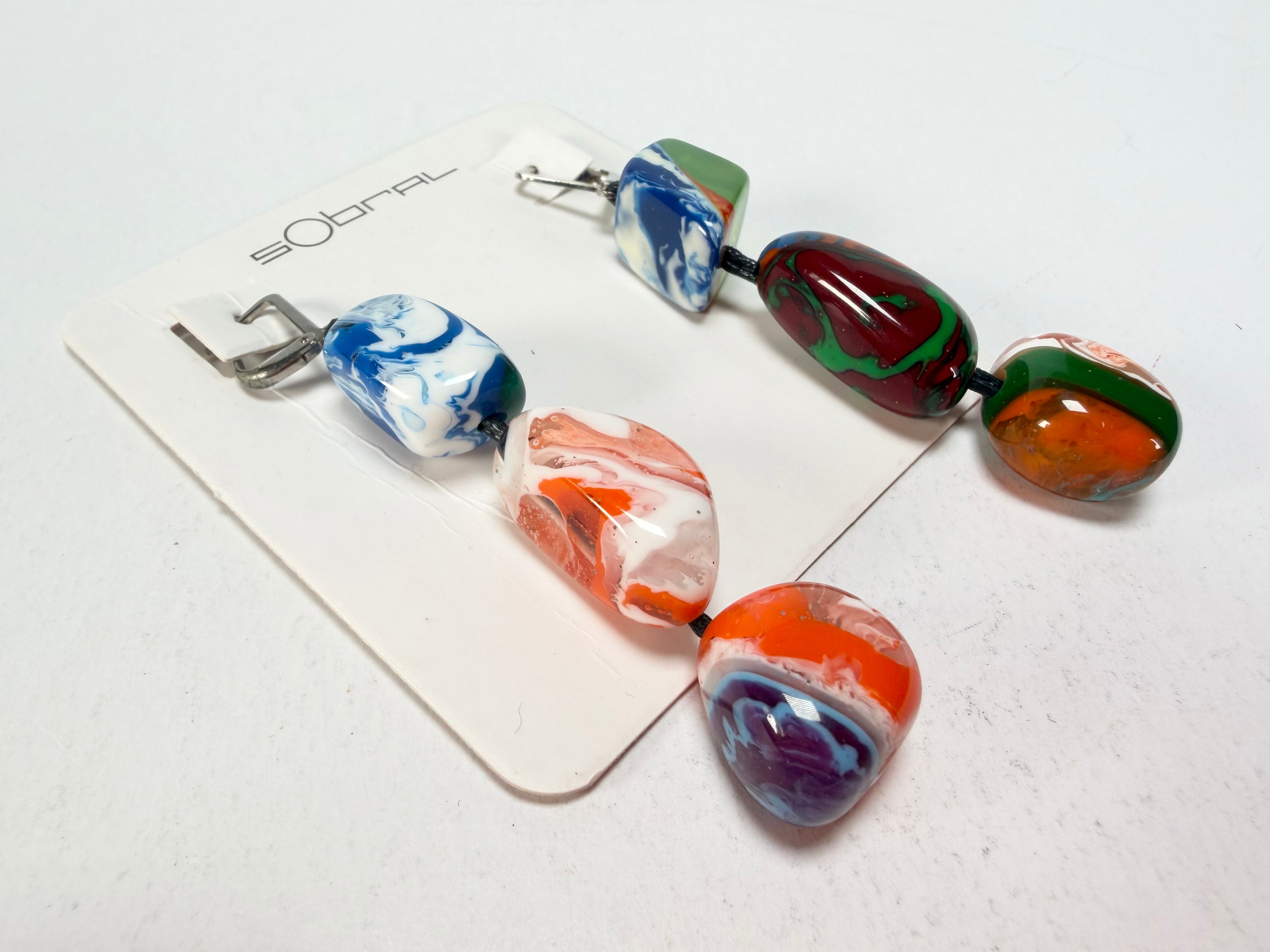 Sobral - Multi-Colour "Triple Stack" Studio Creation Pollock Resin Earrings ( 000000 )