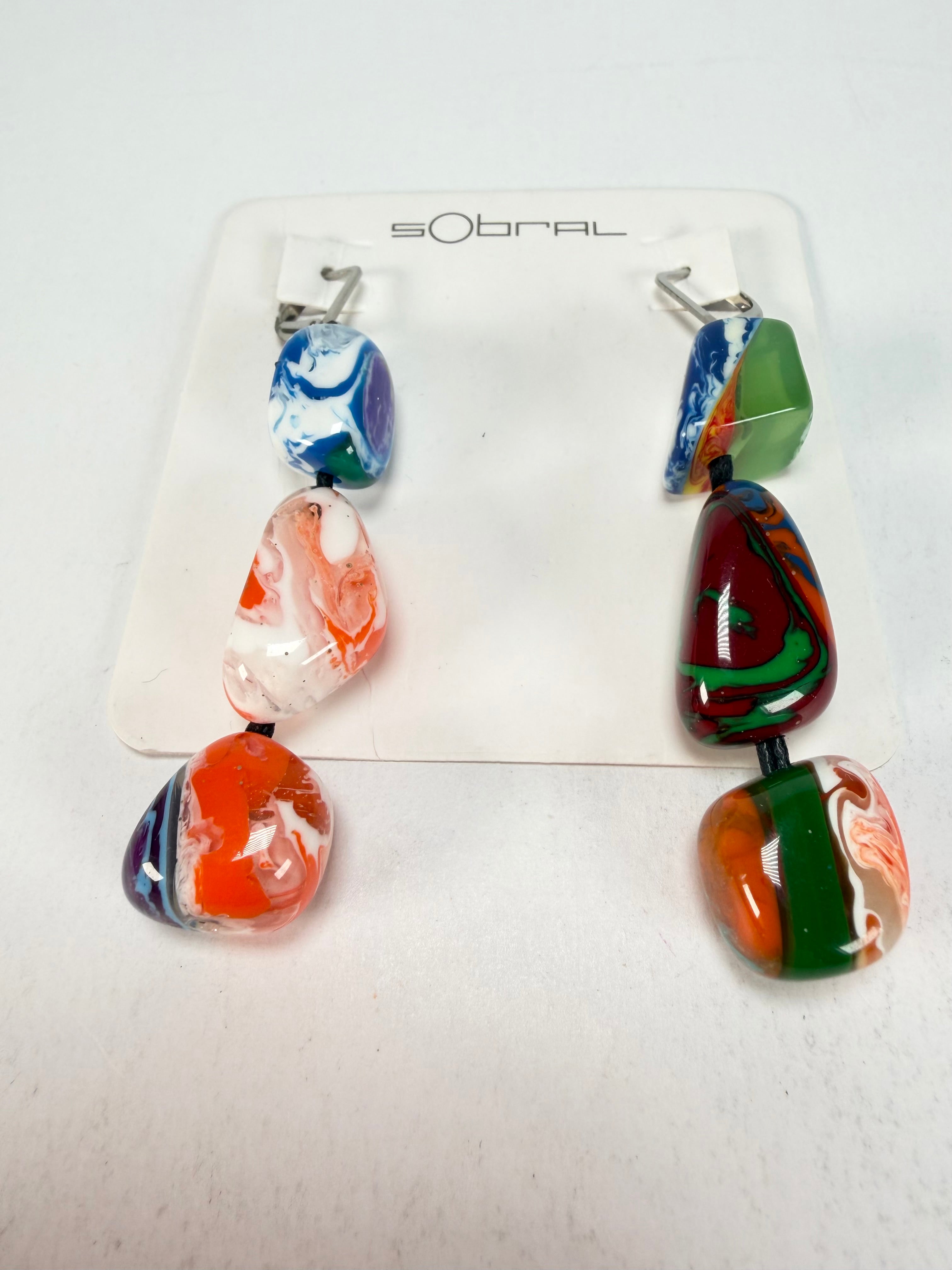 Sobral - Multi-Colour "Triple Stack" Studio Creation Pollock Resin Earrings ( 000000 )