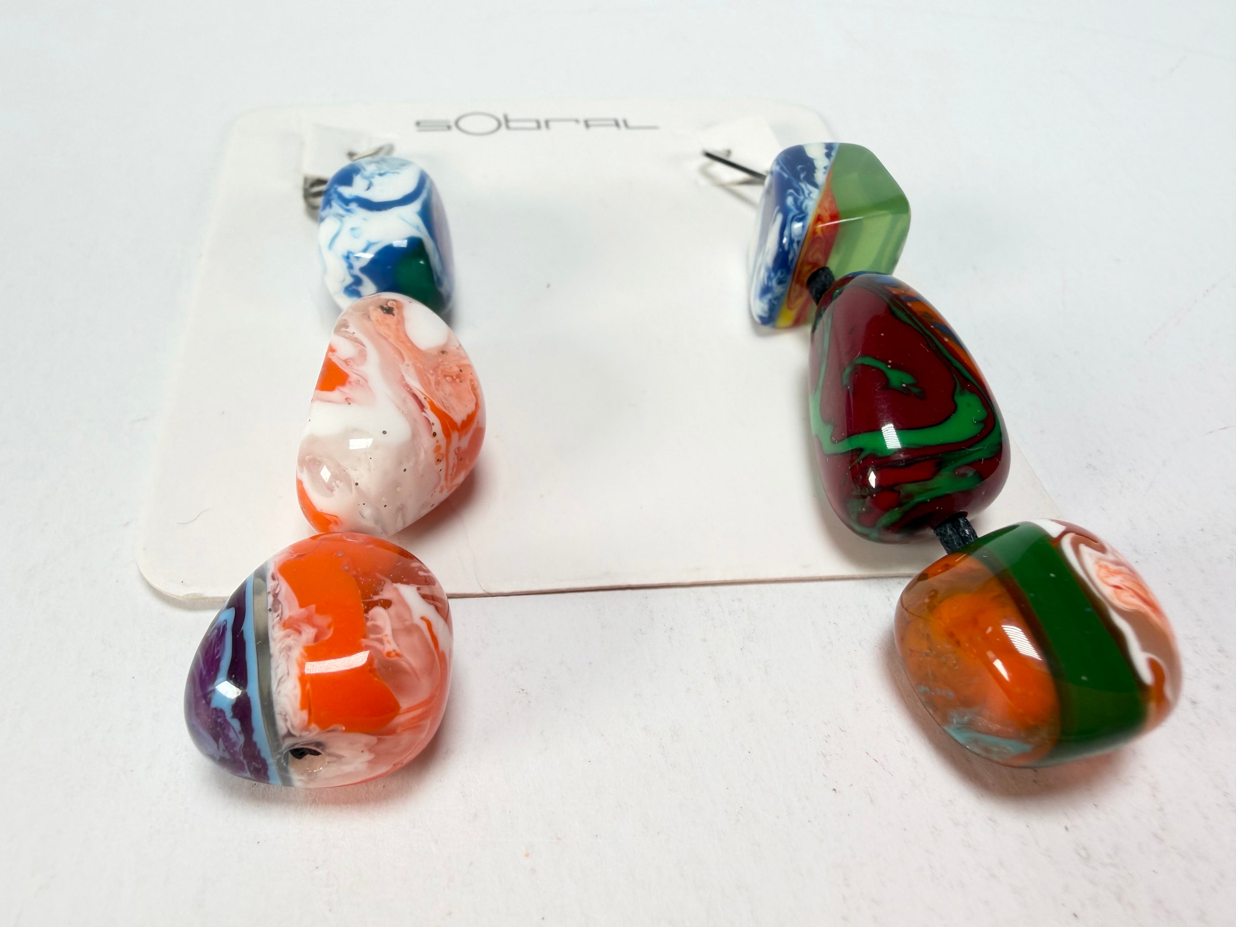 Sobral - Multi-Colour "Triple Stack" Studio Creation Pollock Resin Earrings ( 000000 )