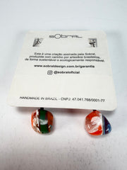 Sobral - Multi-Colour "Triple Stack" Studio Creation Pollock Resin Earrings ( 000000 )