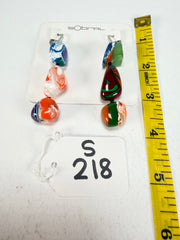 Sobral - Multi-Colour "Triple Stack" Studio Creation Pollock Resin Earrings ( 000000 )