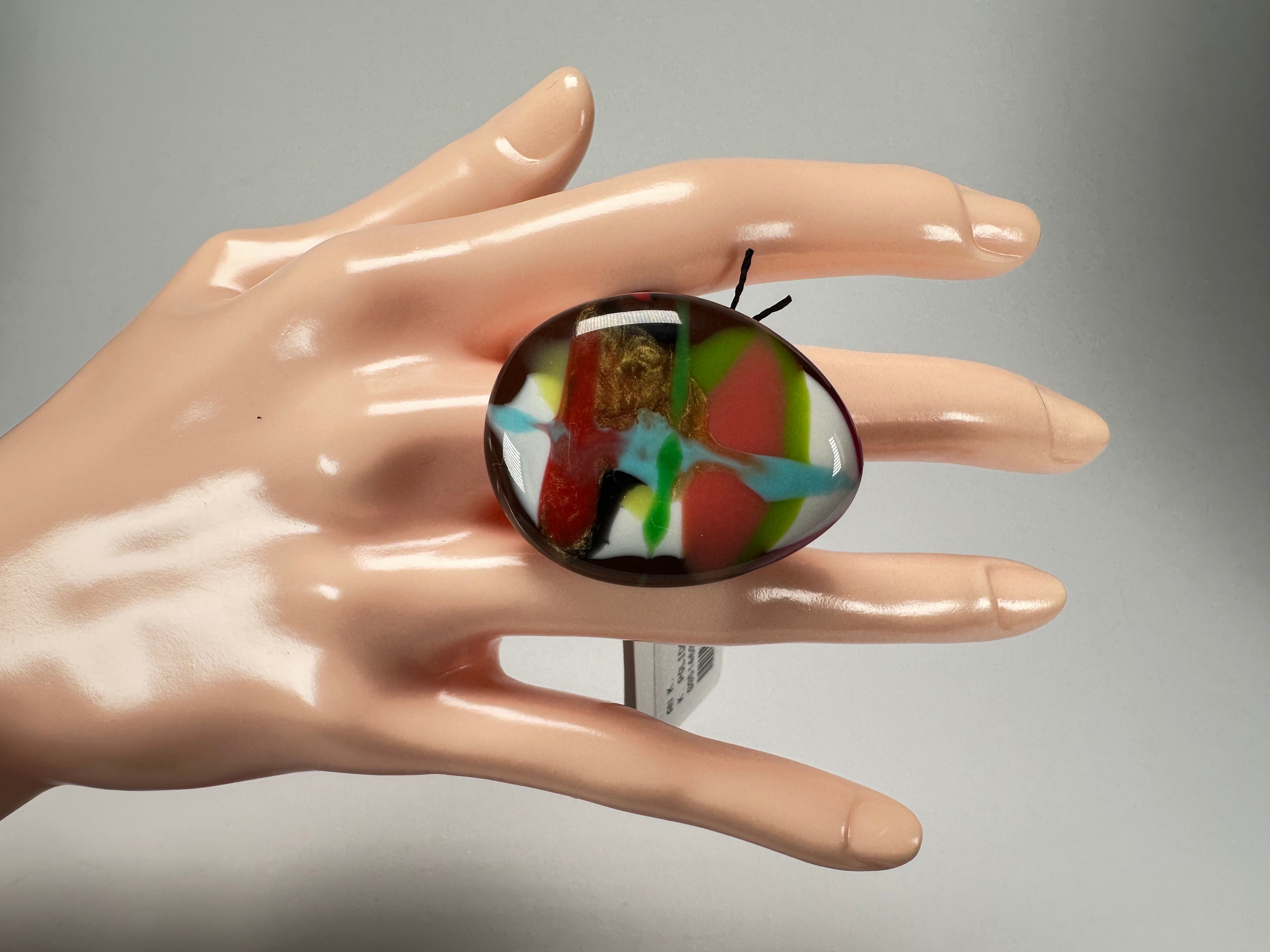 Sobral - Multi-Colour "K" Resin Ring ( 005146 ) - Size UK S / US 9