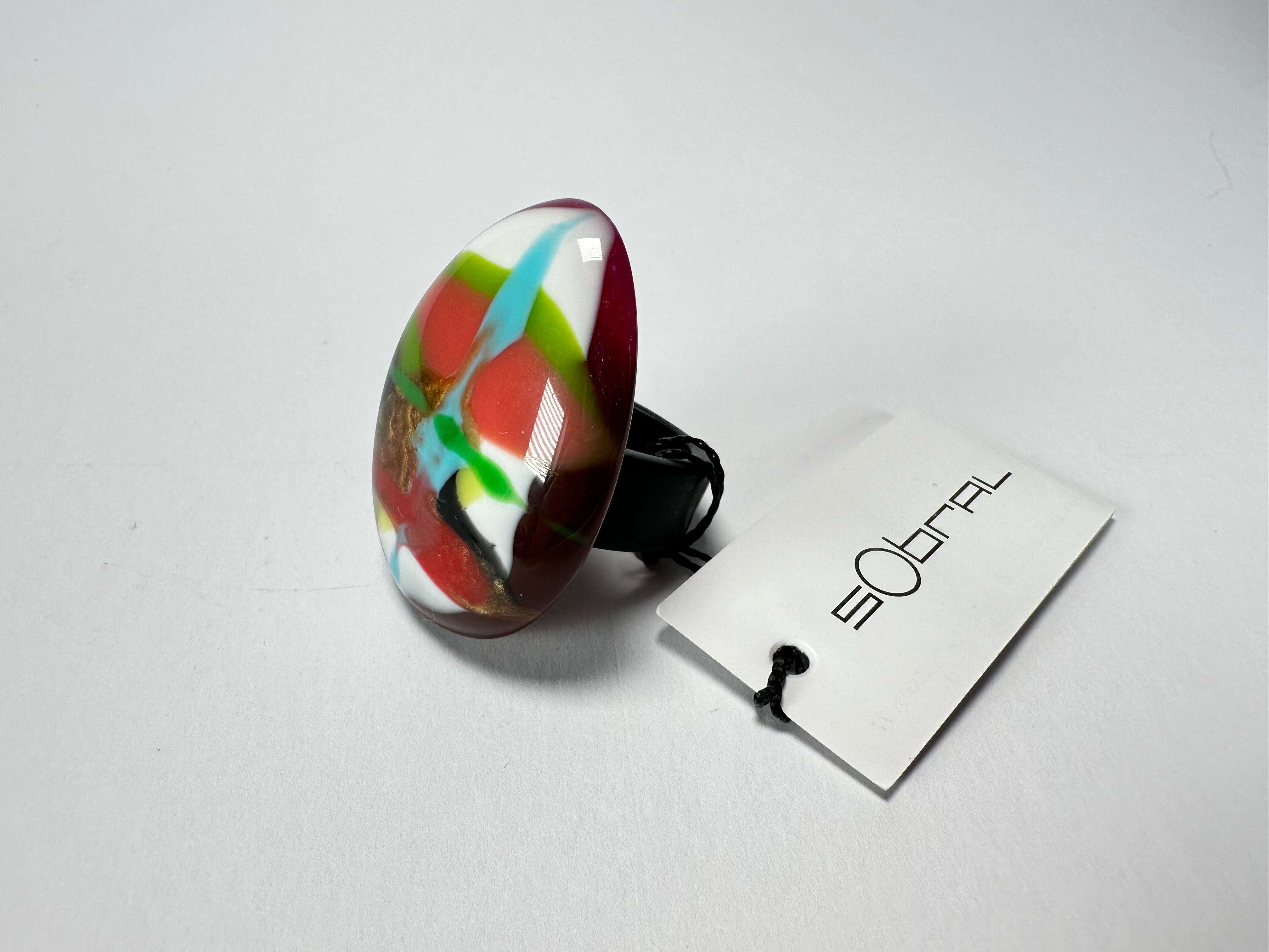 Sobral - Multi-Colour "K" Resin Ring ( 005146 ) - Size UK S / US 9
