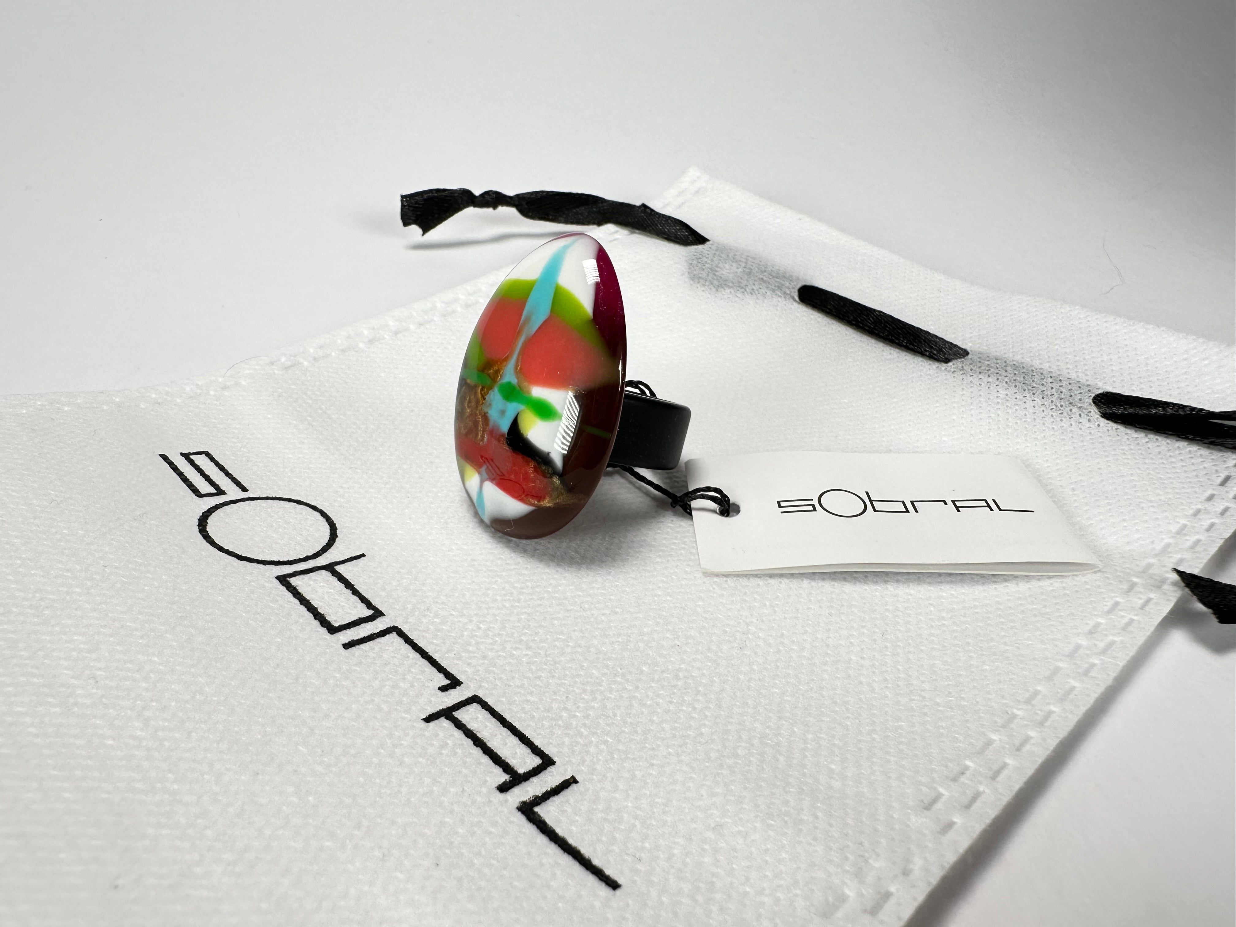Sobral - Multi-Colour "K" Resin Ring ( 005146 ) - Size UK S / US 9