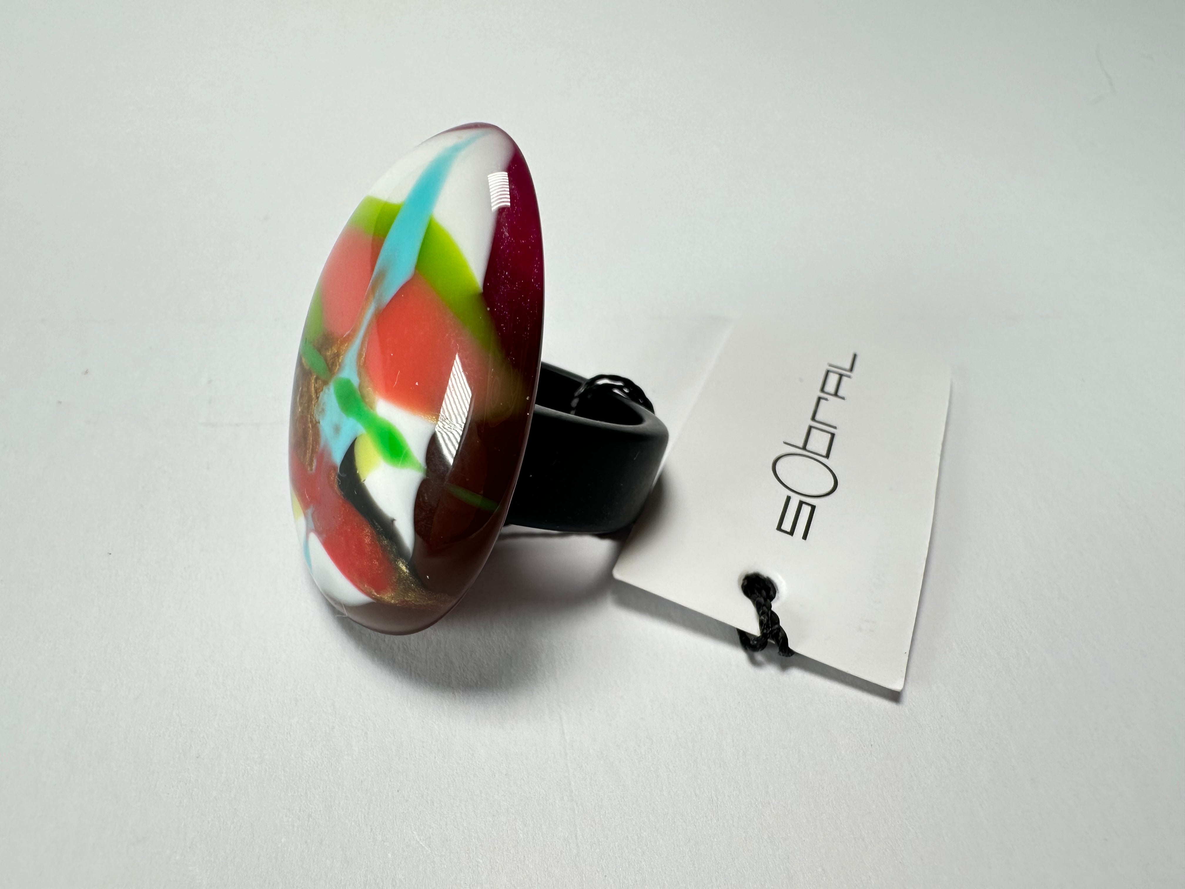 Sobral - Multi-Colour "K" Resin Ring ( 005146 ) - Size UK S / US 9