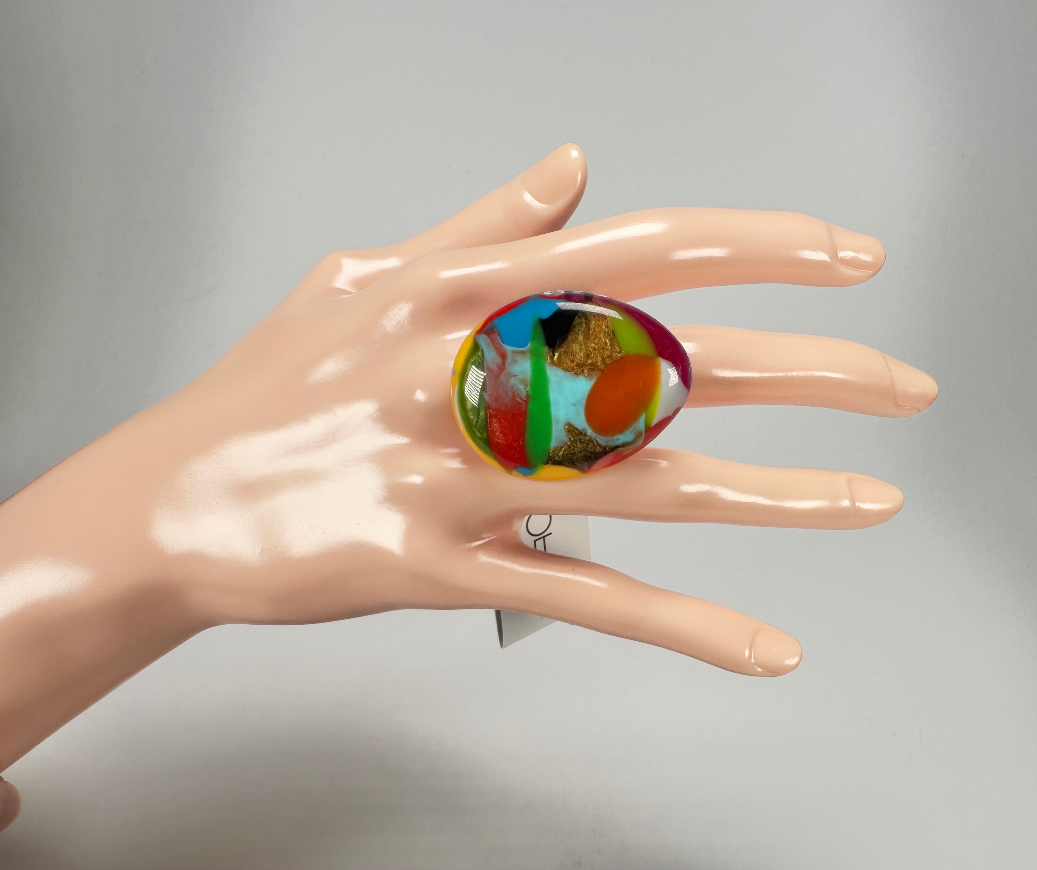 Sobral - Multi-Colour "K" Resin Ring ( 005146 ) - Size UK M / US 6.5