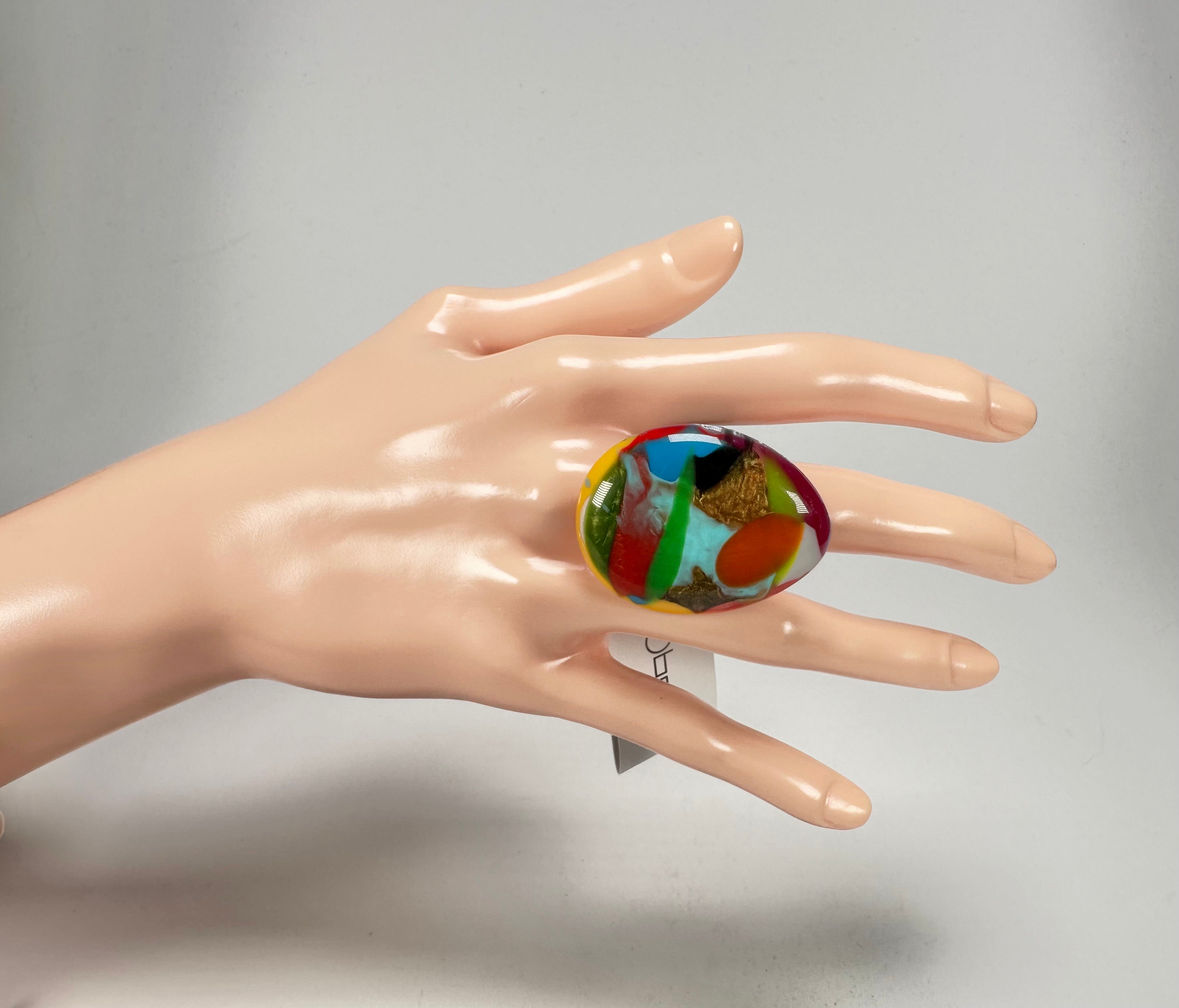 Sobral - Multi-Colour "K" Resin Ring ( 005146 ) - Size UK M / US 6.5