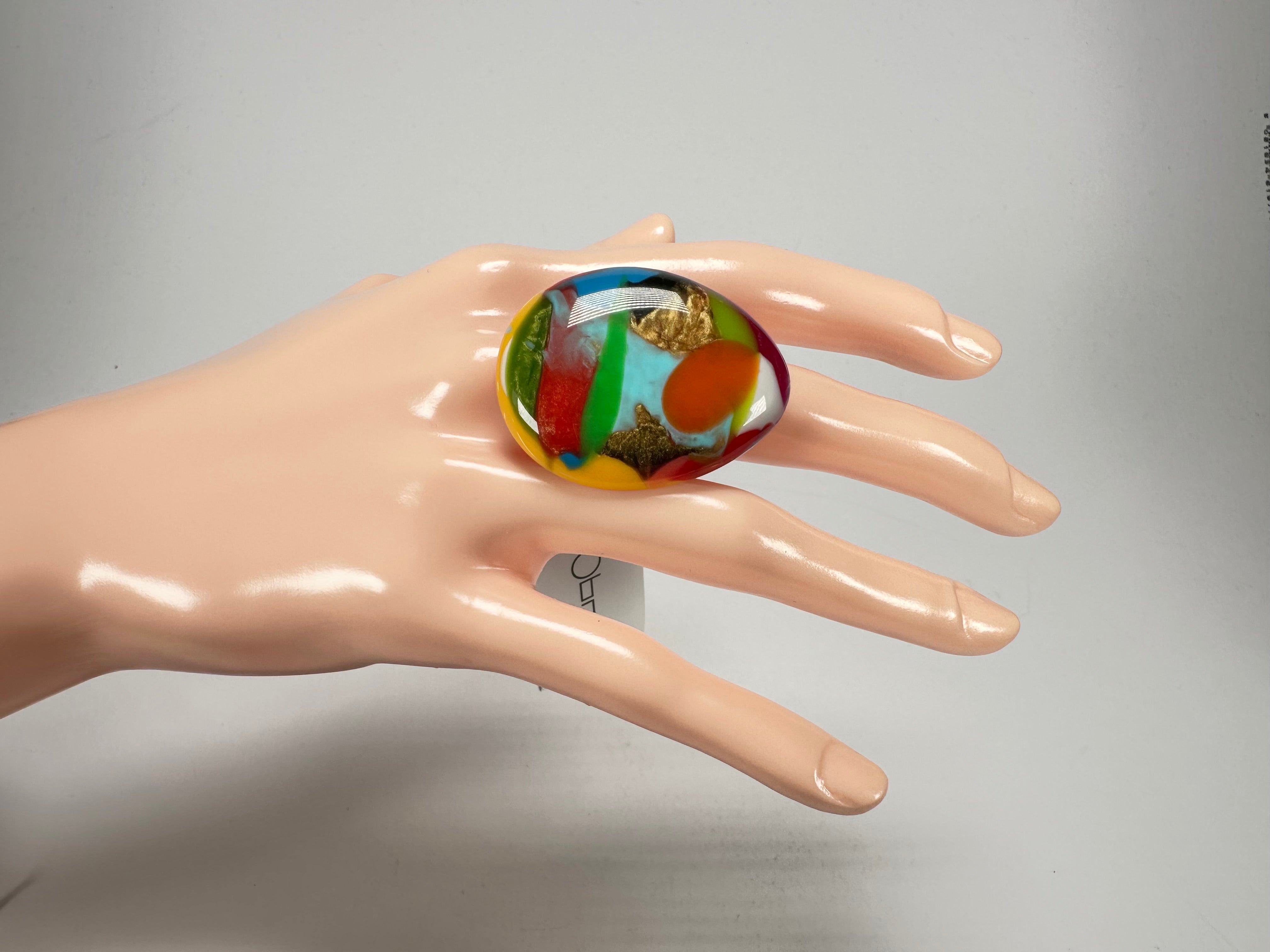 Sobral - Multi-Colour "K" Resin Ring ( 005146 ) - Size UK M / US 6.5