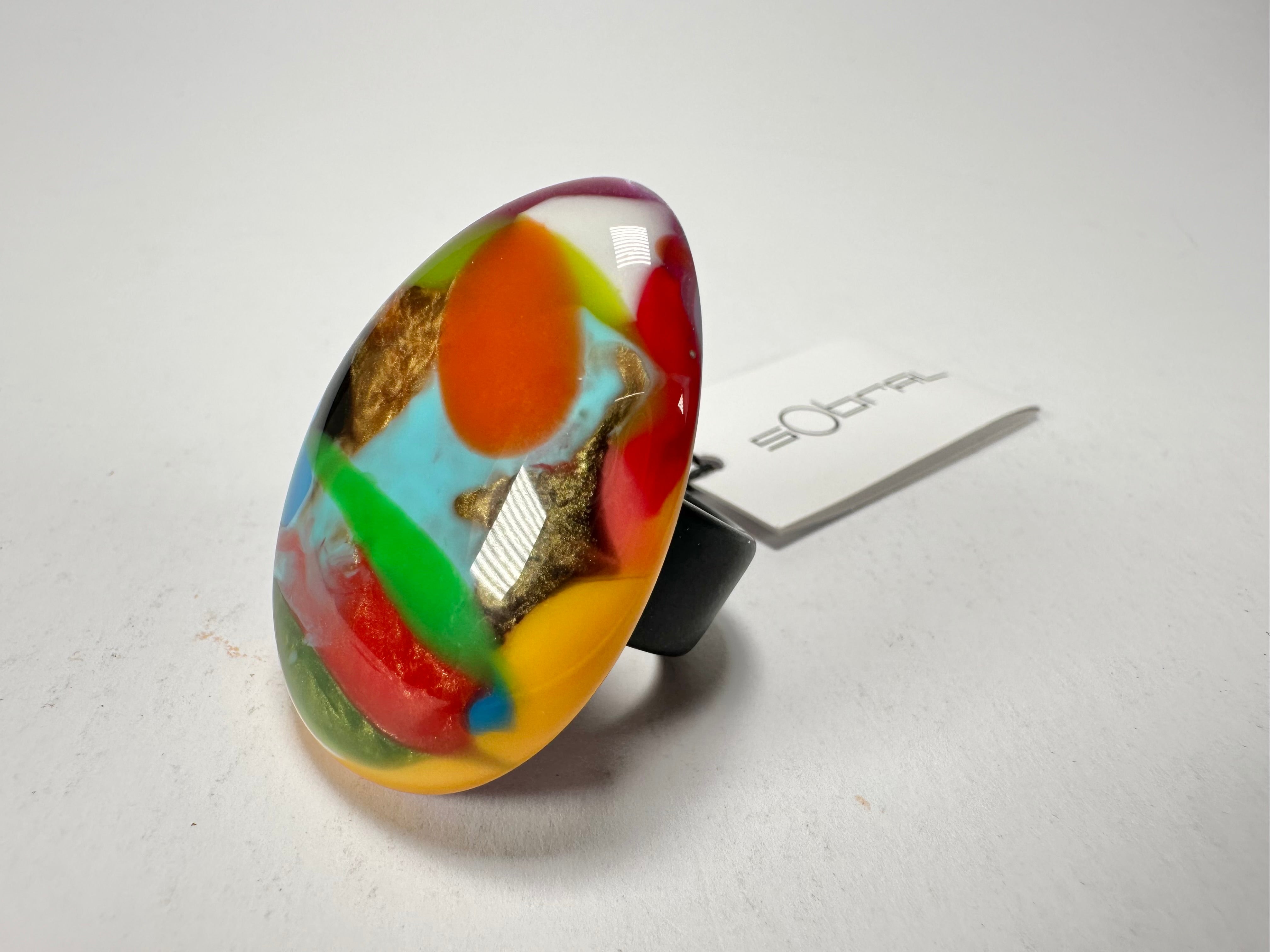 Sobral - Multi-Colour "K" Resin Ring ( 005146 ) - Size UK M / US 6.5
