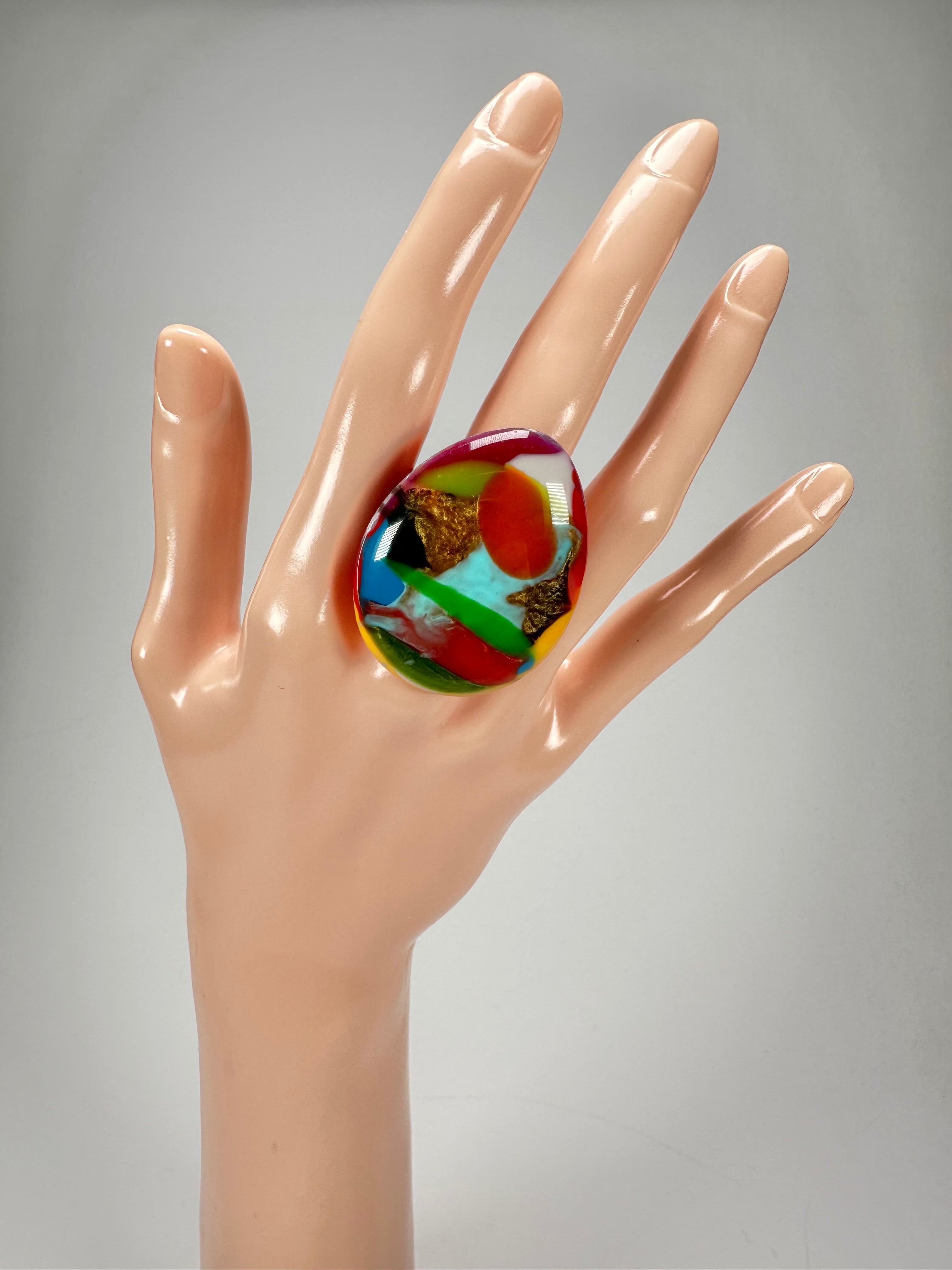 Sobral - Multi-Colour "K" Resin Ring ( 005146 ) - Size UK M / US 6.5