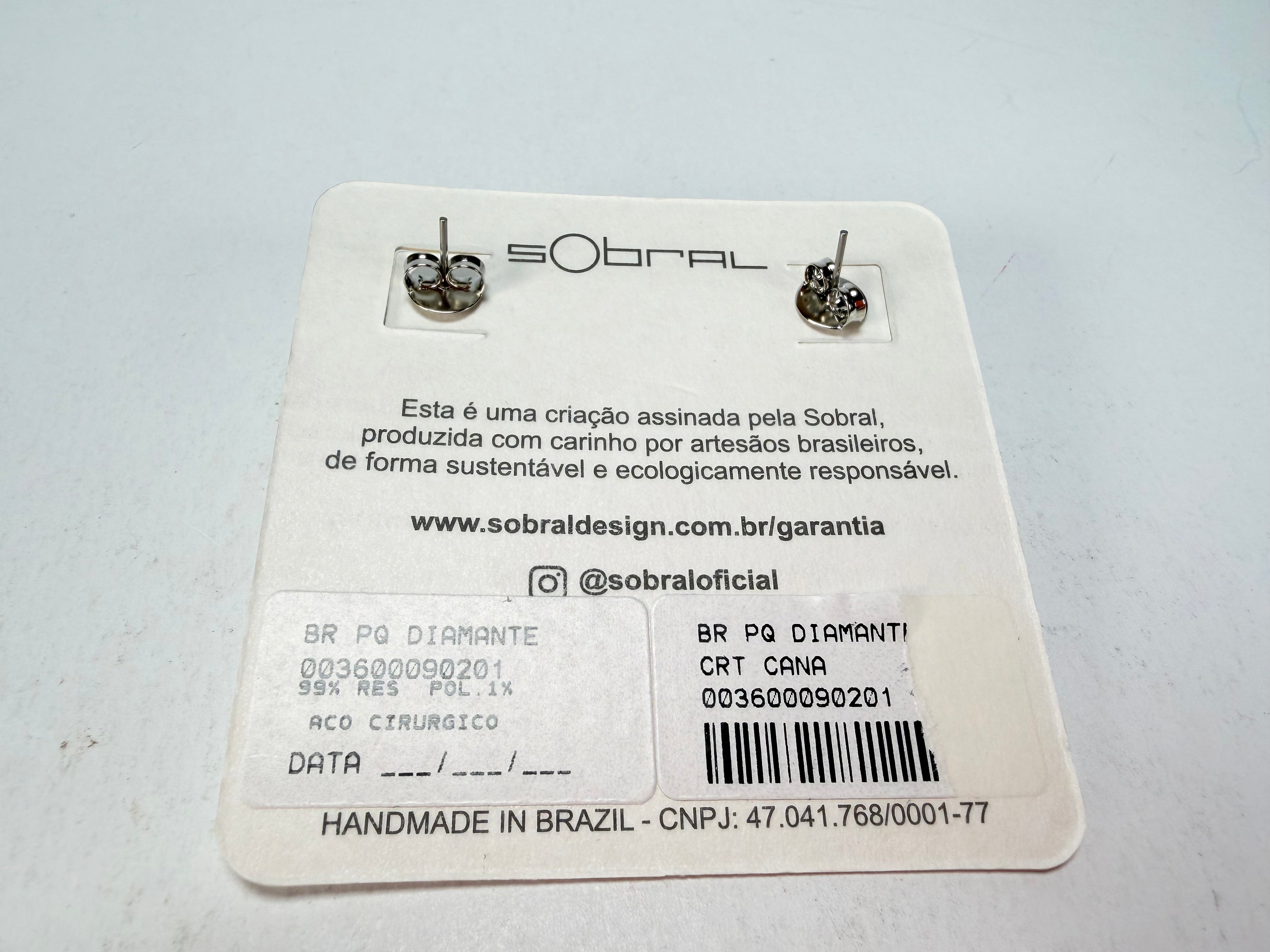 Sobral - Mix 2023 "Pequeno Diamante" Cana Cristal Resin Earrings ( 003600 )