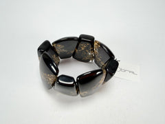 Sobral - Metalique "Rimla" Black & Gold Elasticated Resin Bracelet ( 004498 )