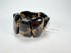 Sobral - Metalique "Rimla" Black & Gold Elasticated Resin Bracelet ( 004498 )