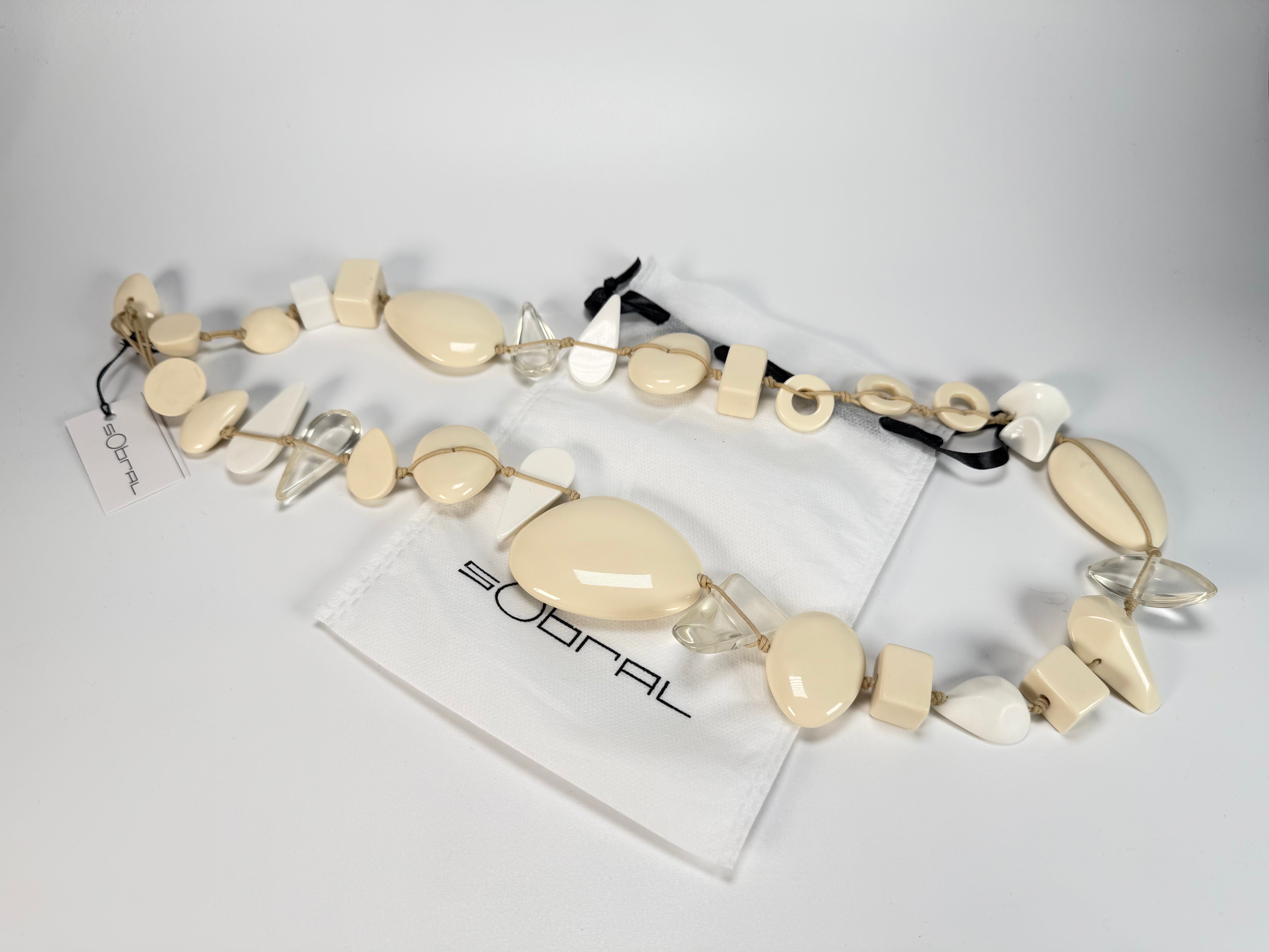 Sobral - Indiana "Aventuras" Marfim Cream Mix 110cm Resin Necklace ( 000038 )