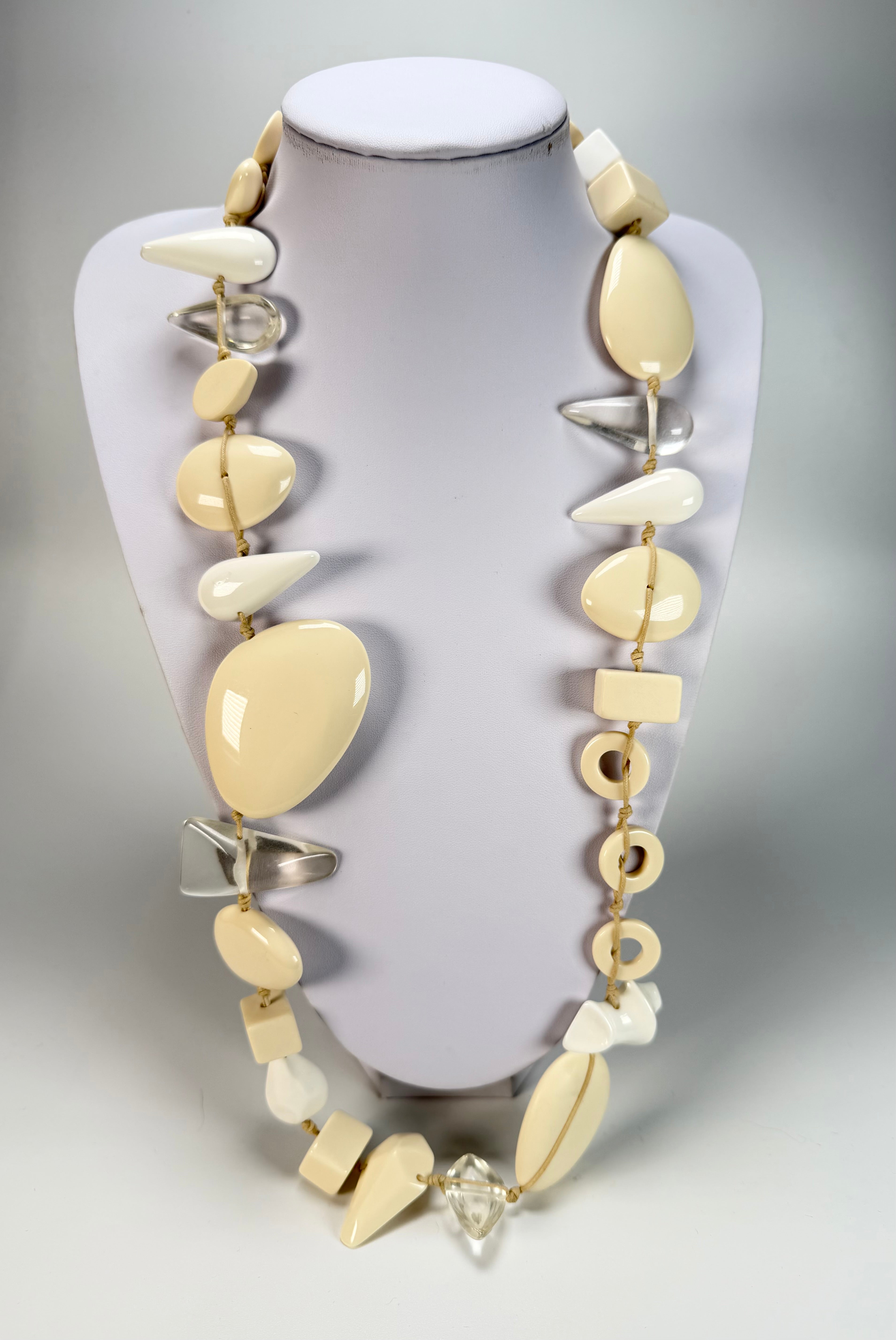 Sobral - Indiana "Aventuras" Marfim Cream Mix 110cm Resin Necklace ( 000038 )
