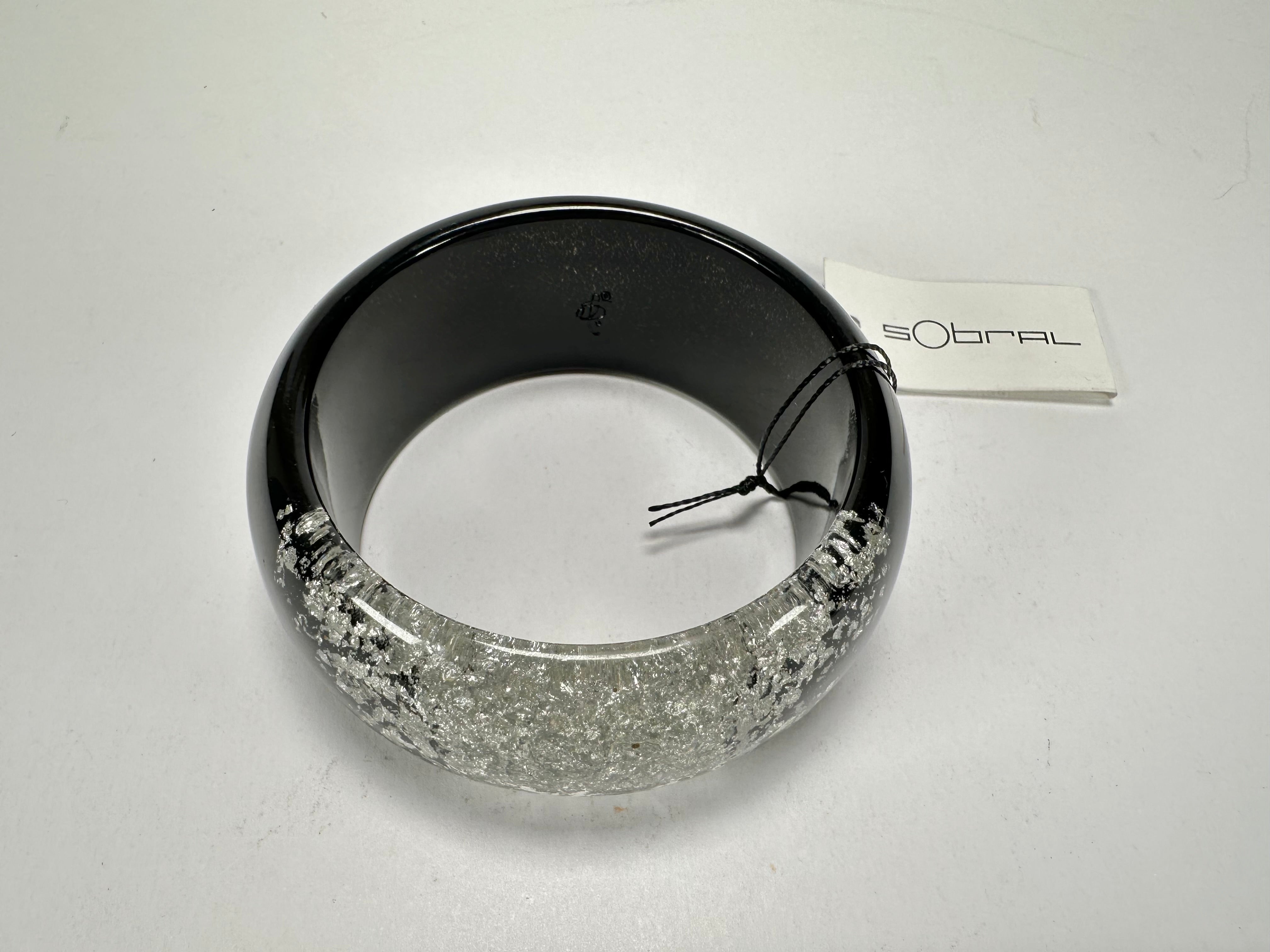 Sobral - Metalique Orlando "Técnica PB34" Black & Sliver Resin Solid Bangle ( 004102 )