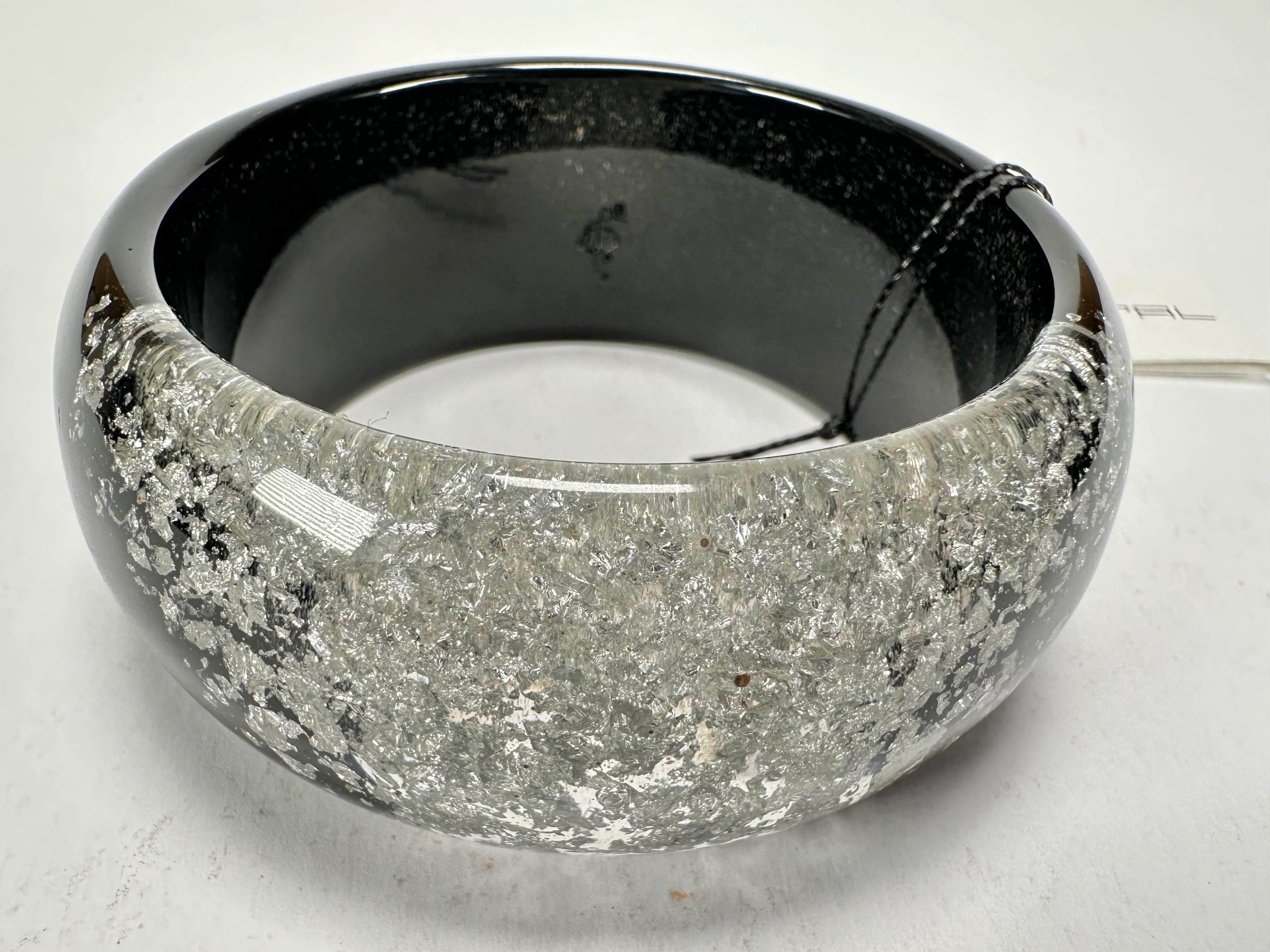 Sobral - Metalique Orlando "Técnica PB34" Black & Sliver Resin Solid Bangle ( 004102 )