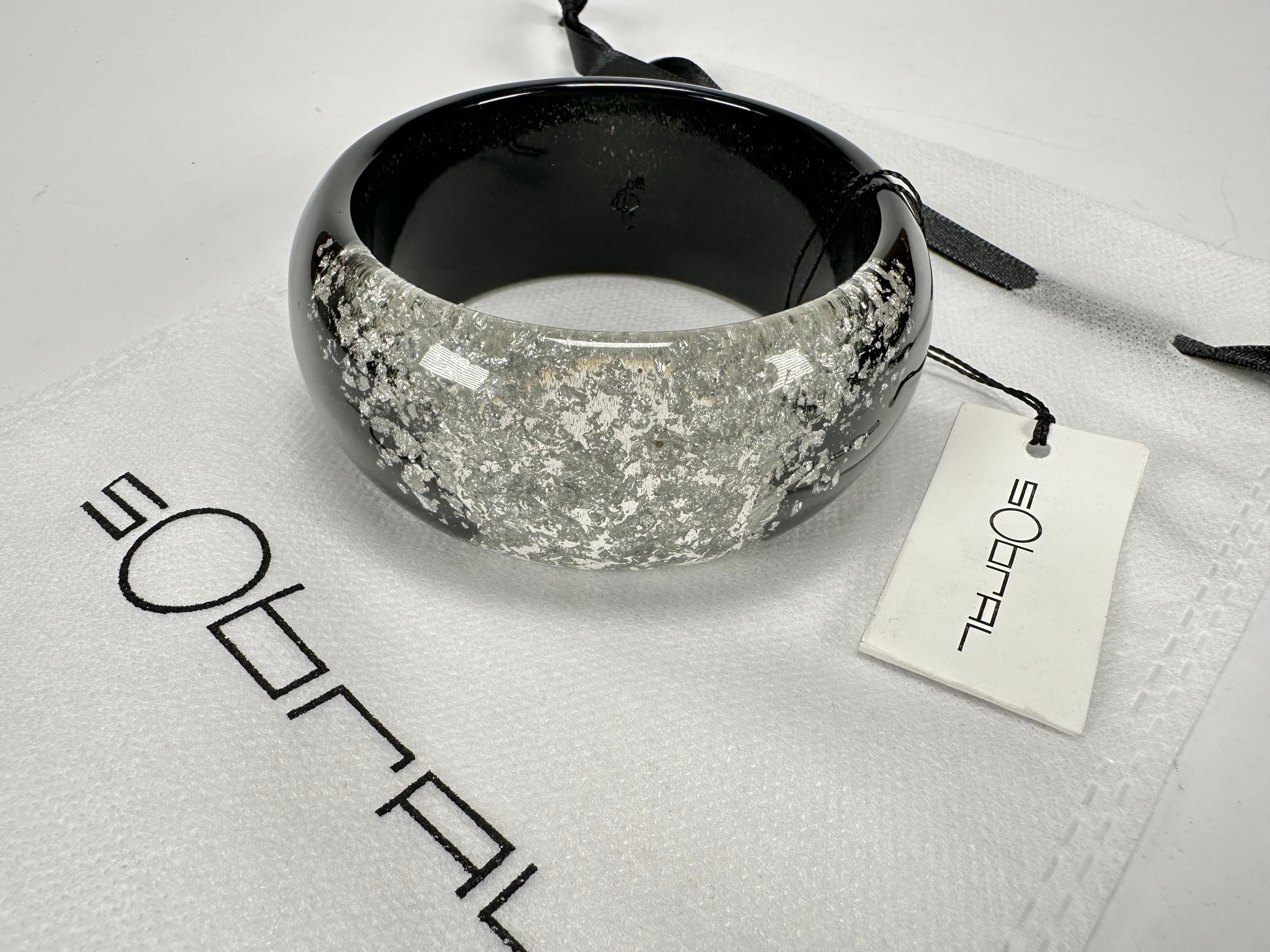 Sobral - Metalique Orlando "Técnica PB34" Black & Sliver Resin Solid Bangle ( 004102 )