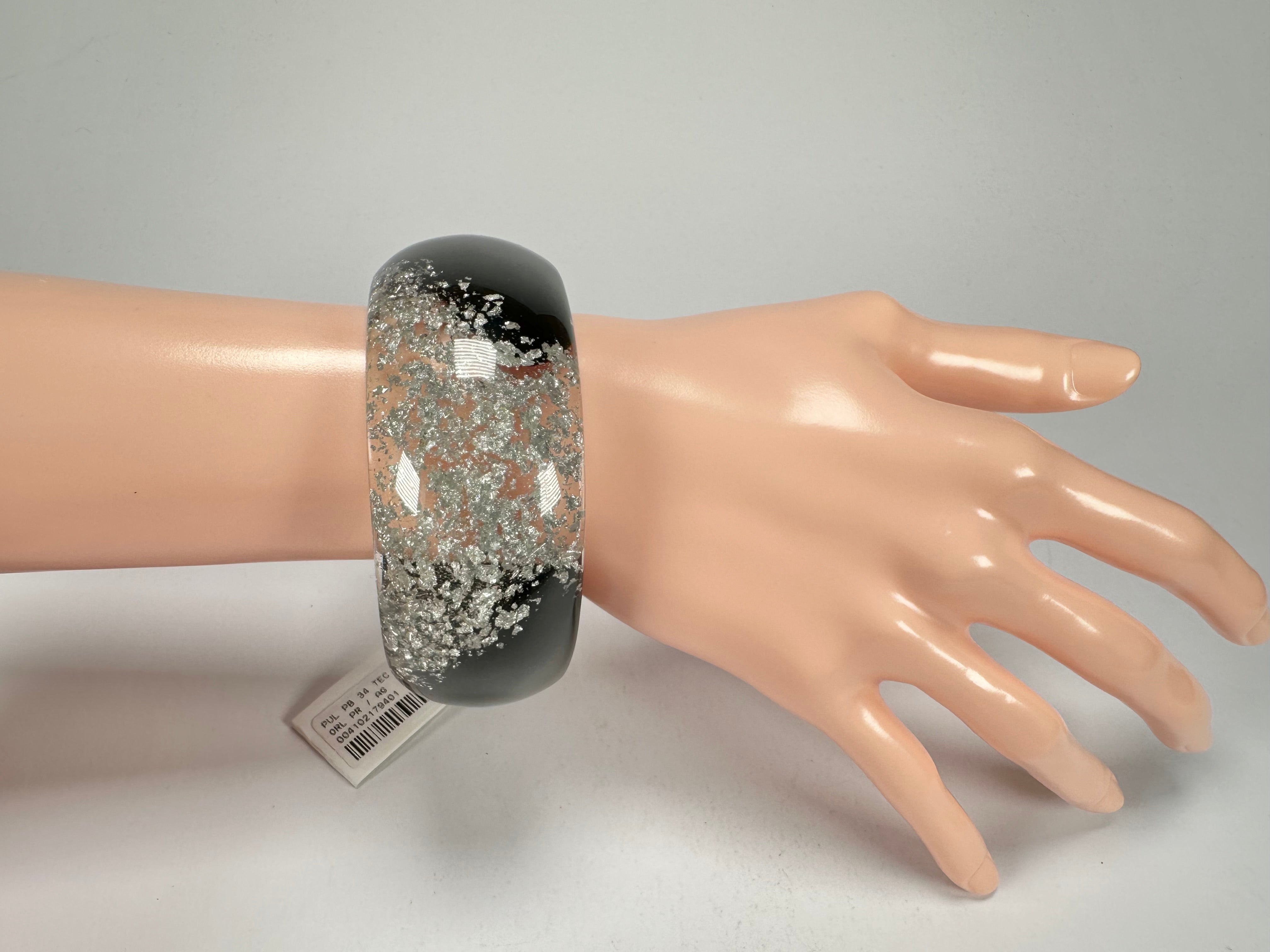 Sobral - Metalique Orlando "Técnica PB34" Black & Sliver Resin Solid Bangle ( 004102 )