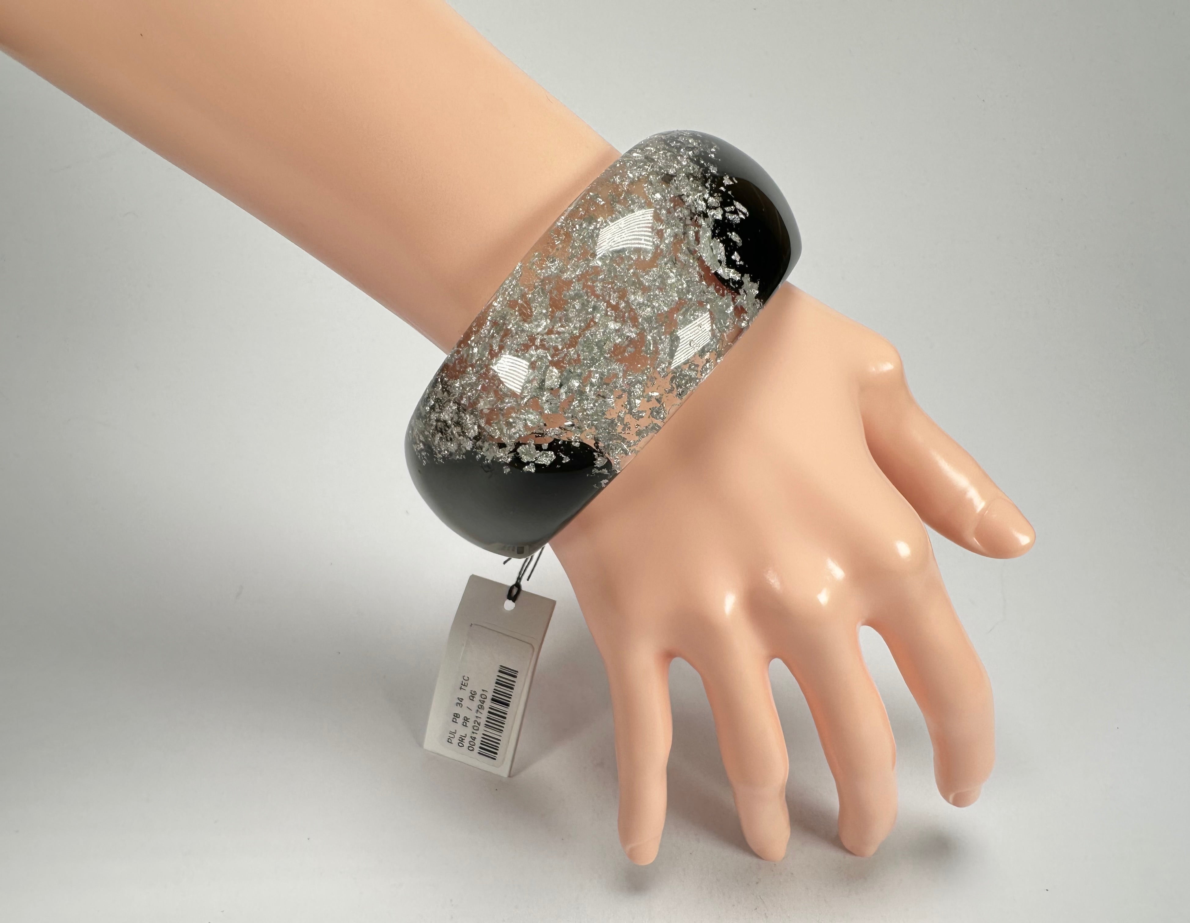 Sobral - Metalique Orlando "Técnica PB34" Black & Sliver Resin Solid Bangle ( 004102 )