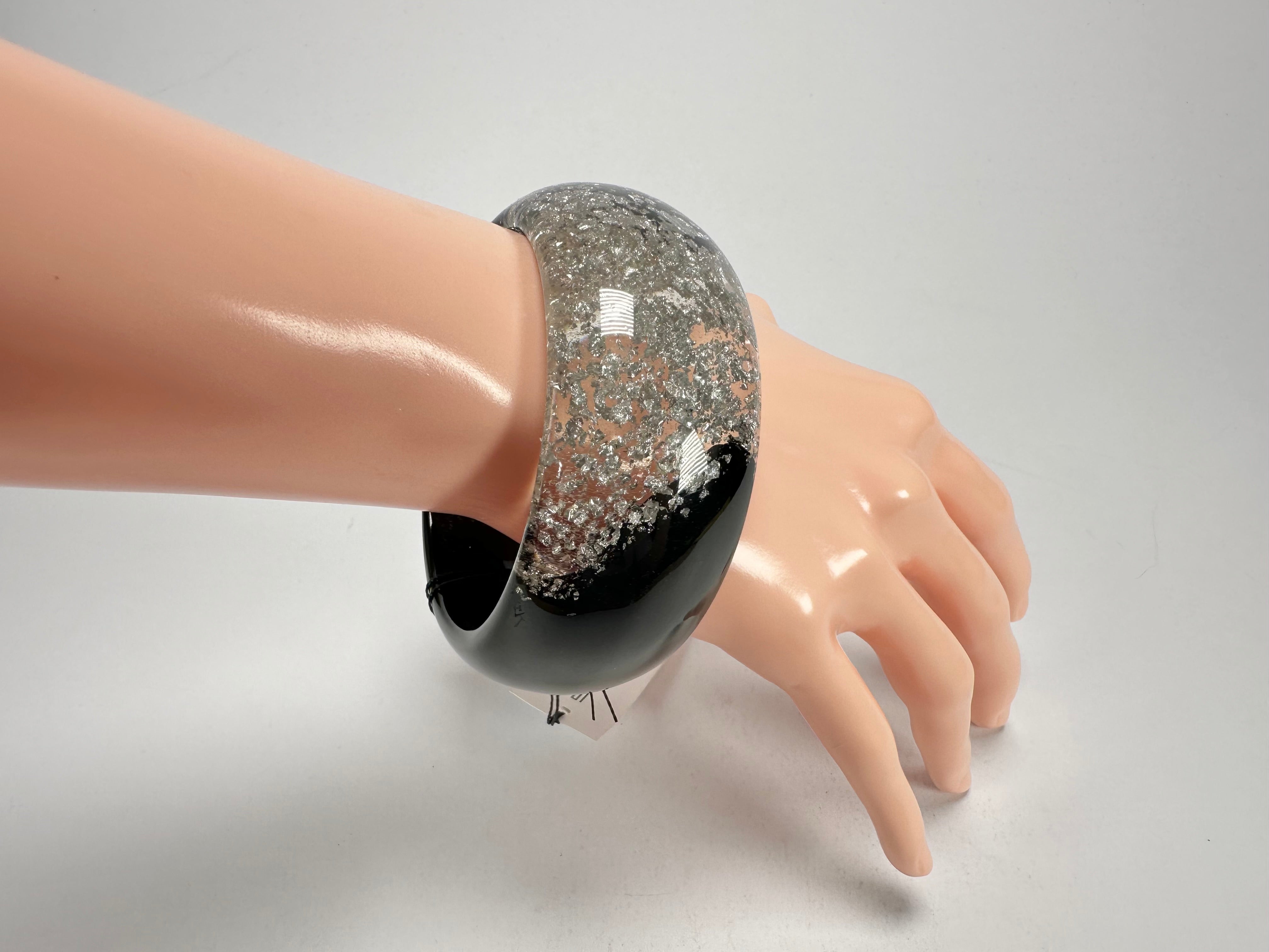 Sobral - Metalique Orlando "Técnica PB34" Black & Sliver Resin Solid Bangle ( 004102 )
