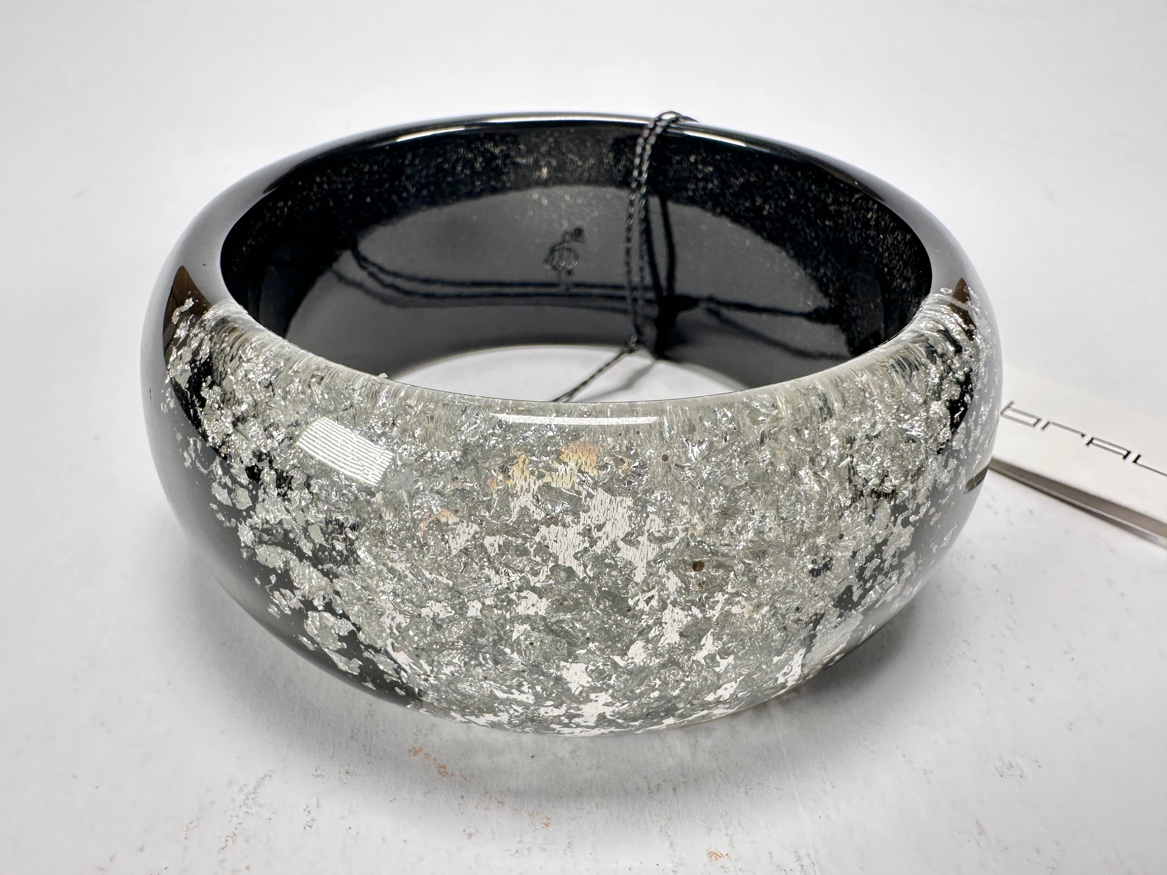 Sobral - Metalique Orlando "Técnica PB34" Black & Sliver Resin Solid Bangle ( 004102 )