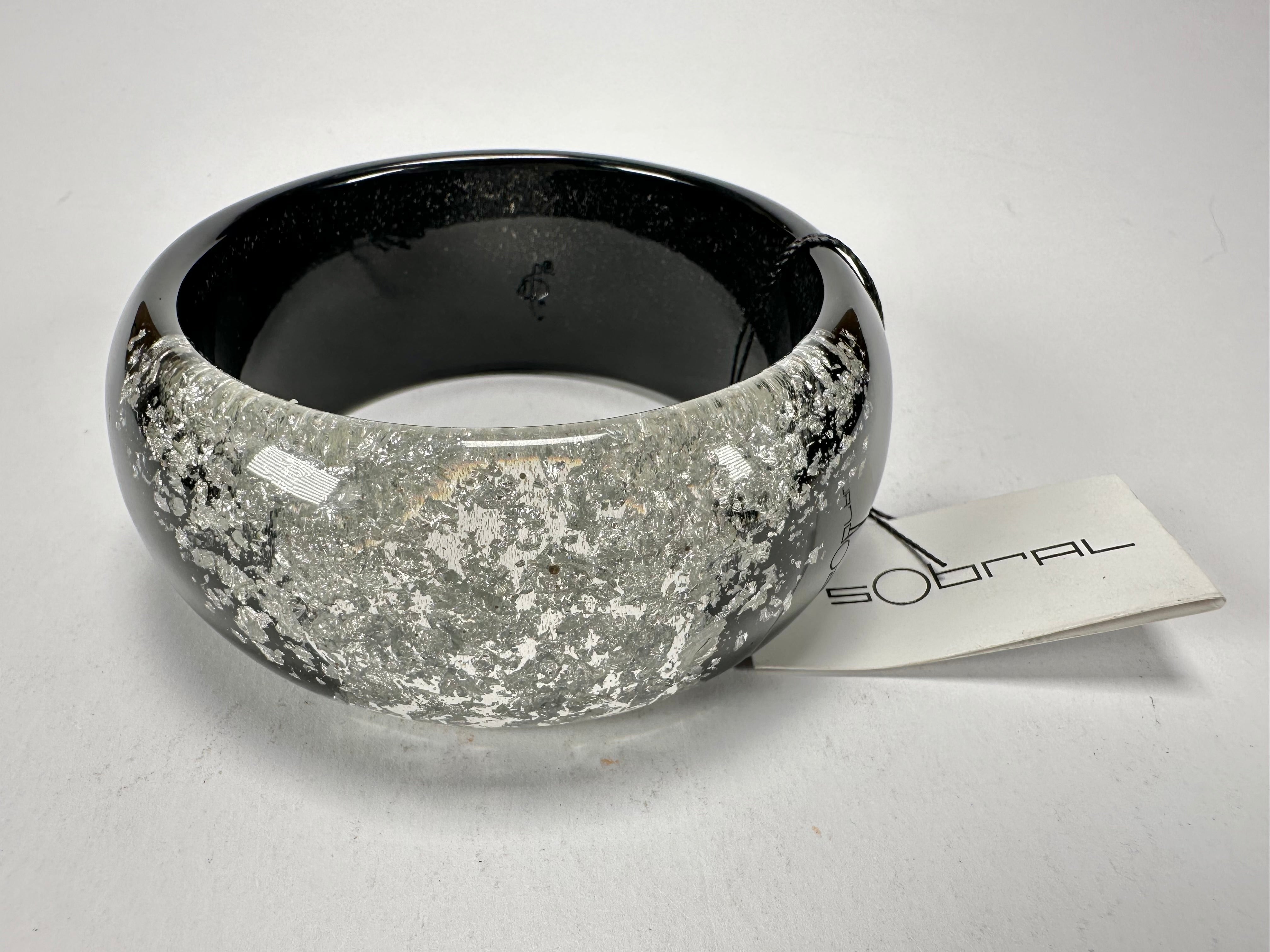 Sobral - Metalique Orlando "Técnica PB34" Black & Sliver Resin Solid Bangle ( 004102 )