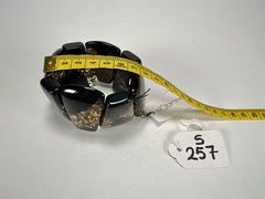 Sobral - Metalique "Rimla" Black & Gold Elasticated Resin Bracelet ( 004498 )