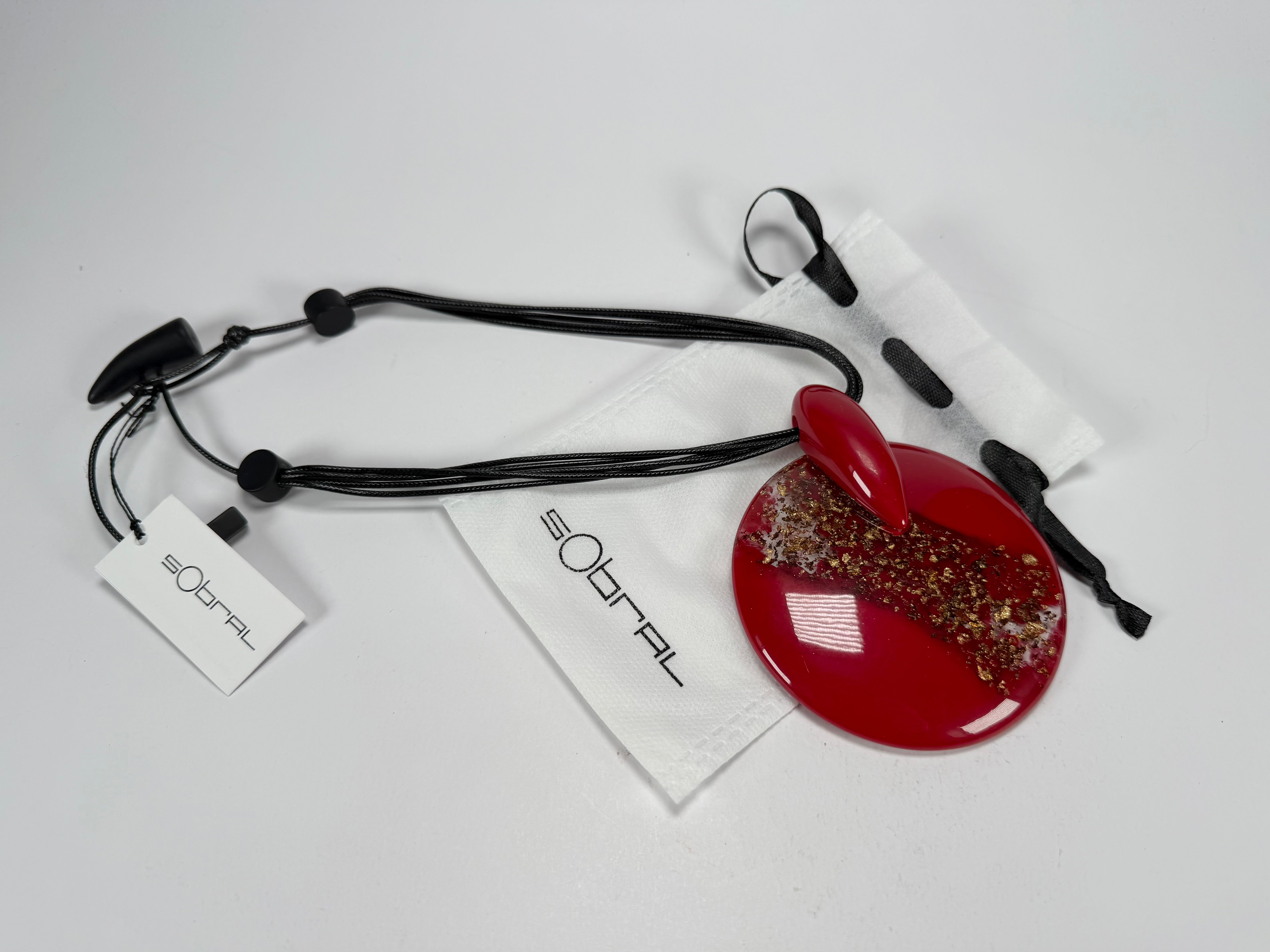 Sobral - Metalique Orlando "Eolia" Red Resin Necklace ( 002858 )