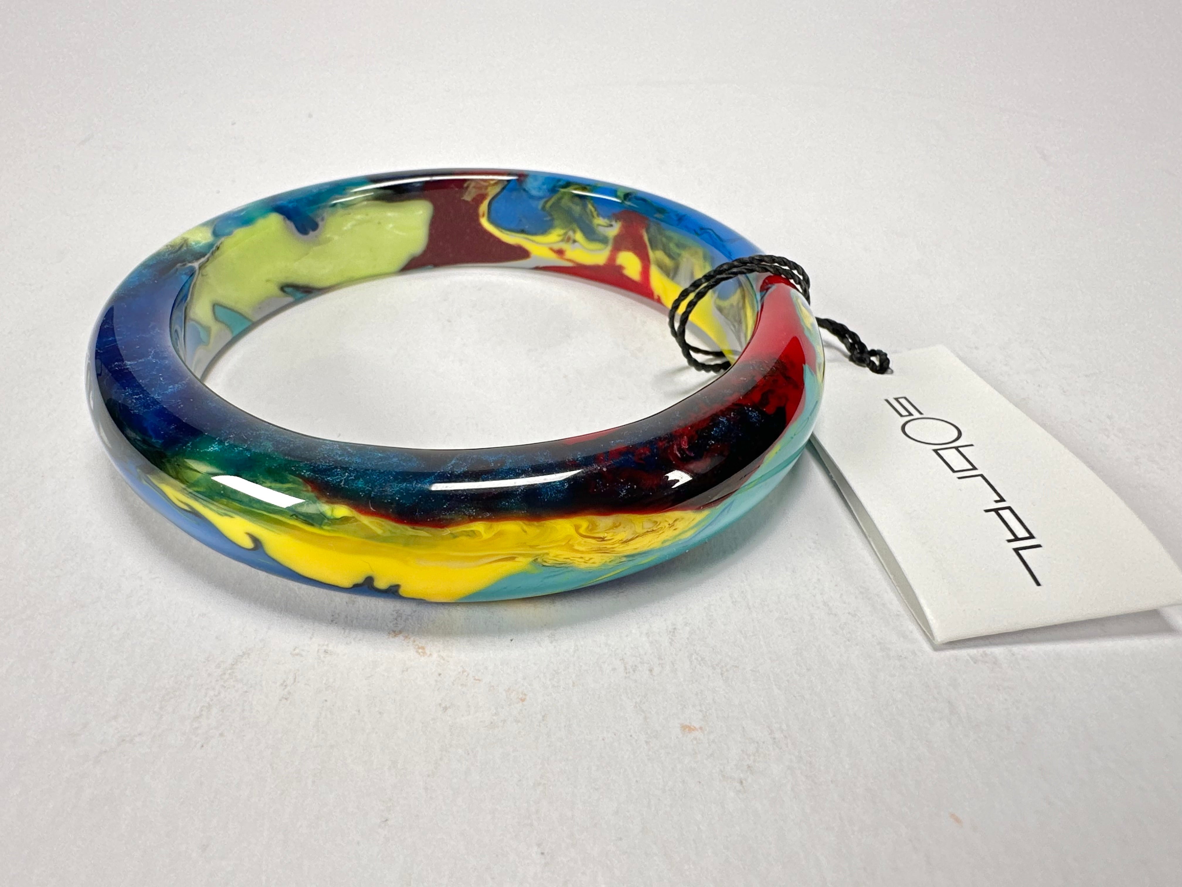 Sobral - Multi-Colour "PB14 Pollock" Resin Solid Bangle ( 001151 )