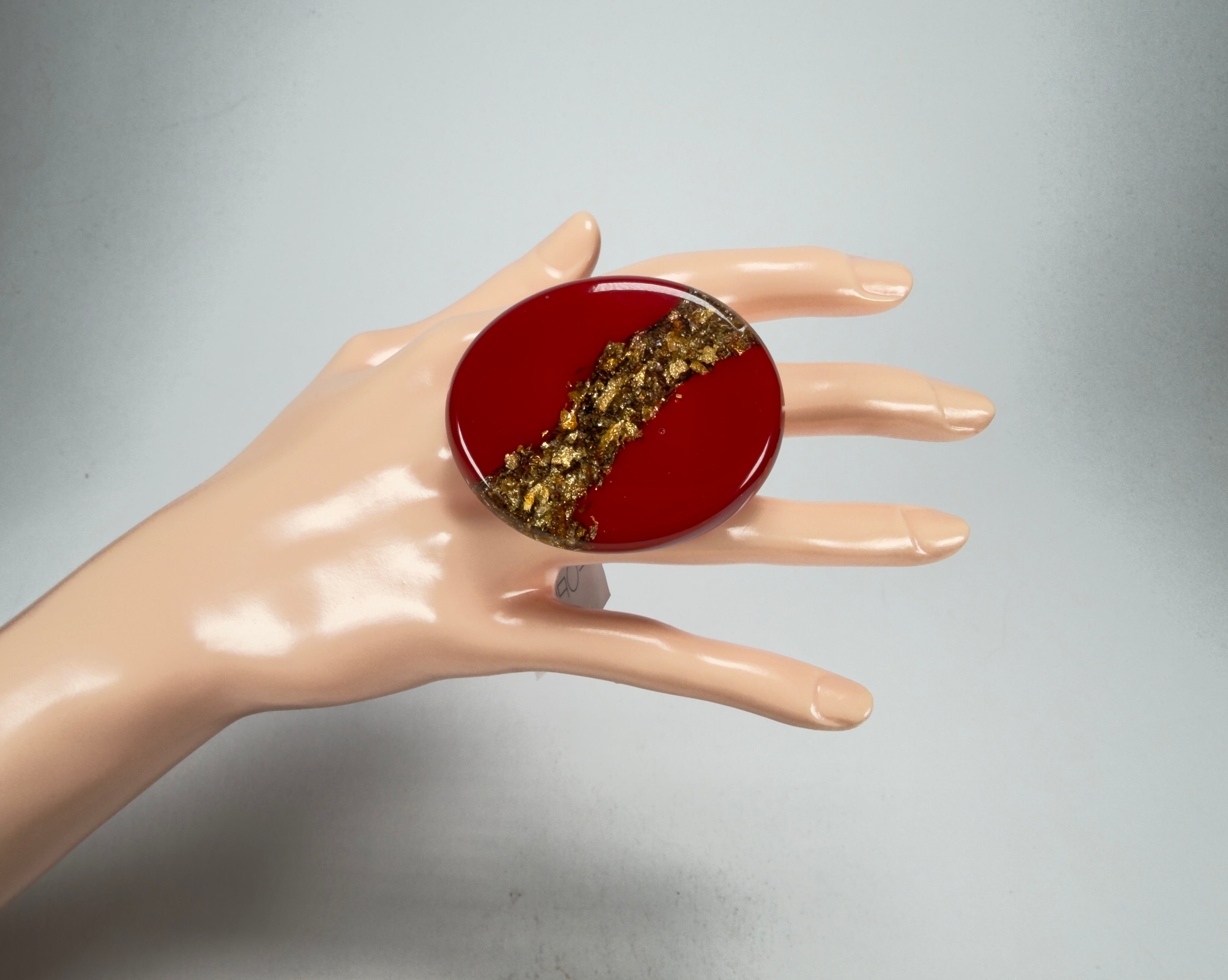 Sobral - Metalique "Munique" Orlando Red Resin Ring ( 005145 ) - Size UK Q / US 8